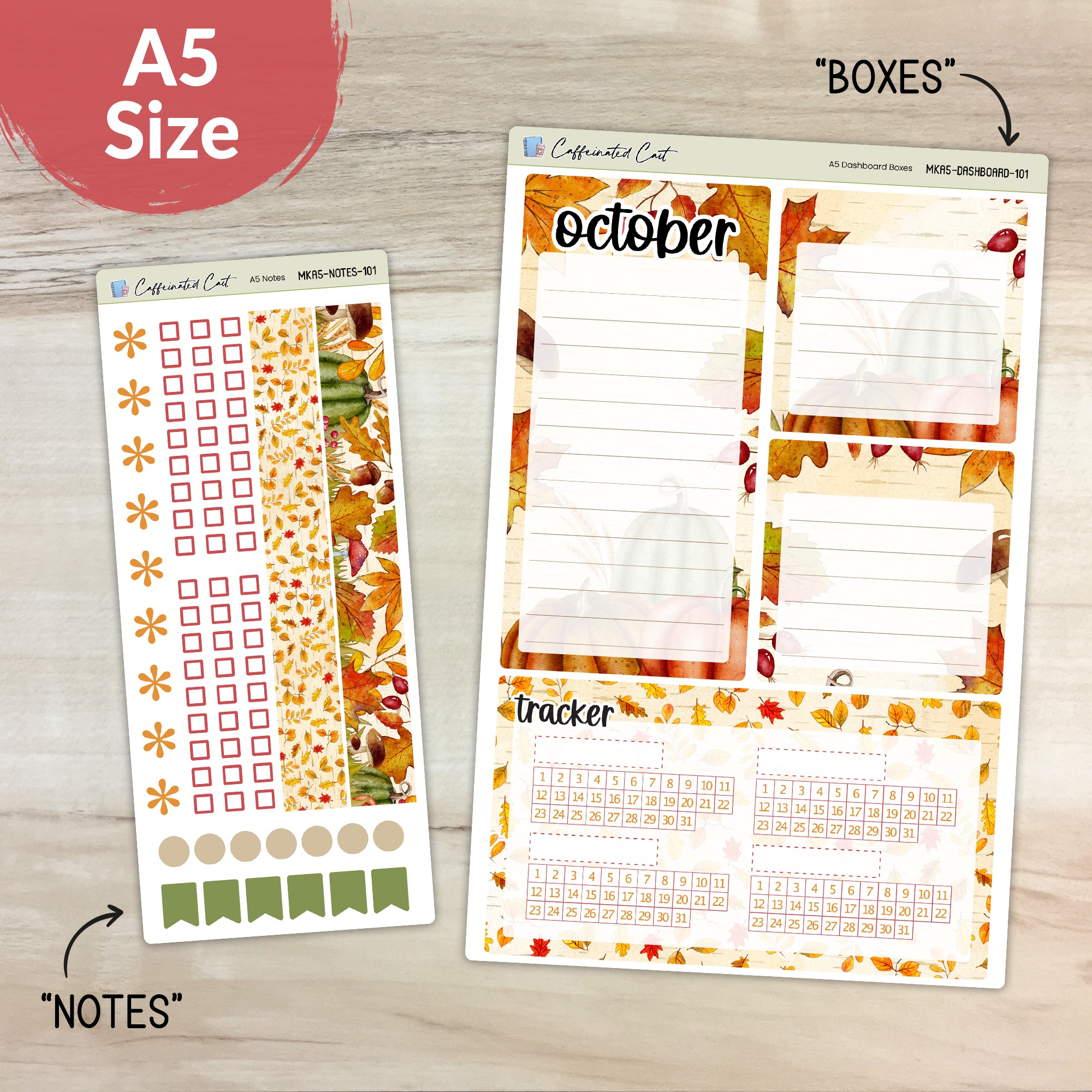 Dashboard & Notes Kit for ERIN CONDREN Planners - Autumn Leaves [ 101 ]