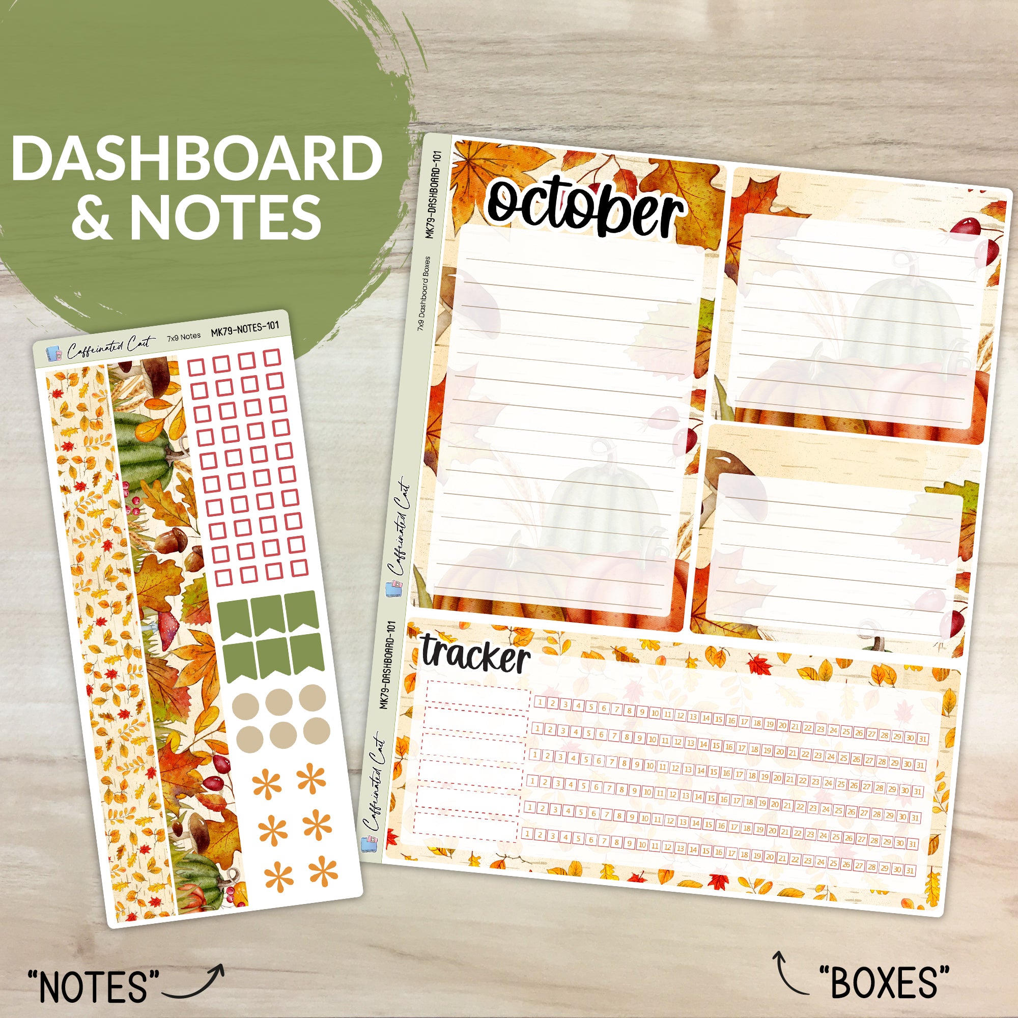 Dashboard & Notes Kit for ERIN CONDREN Planners - Autumn Leaves [ 101 ]