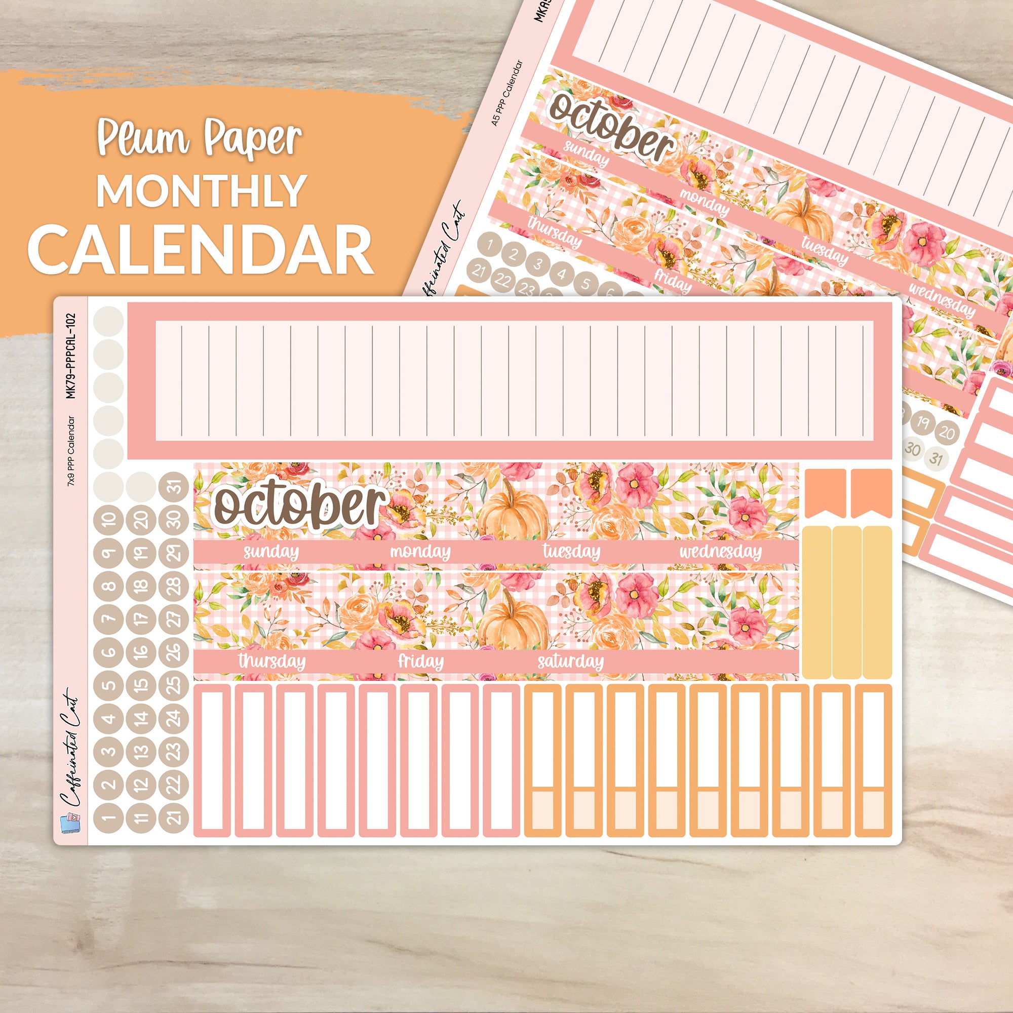 Calendar Kit for PLUM PAPER Planners - Pumpkin Patch [ 102 ]