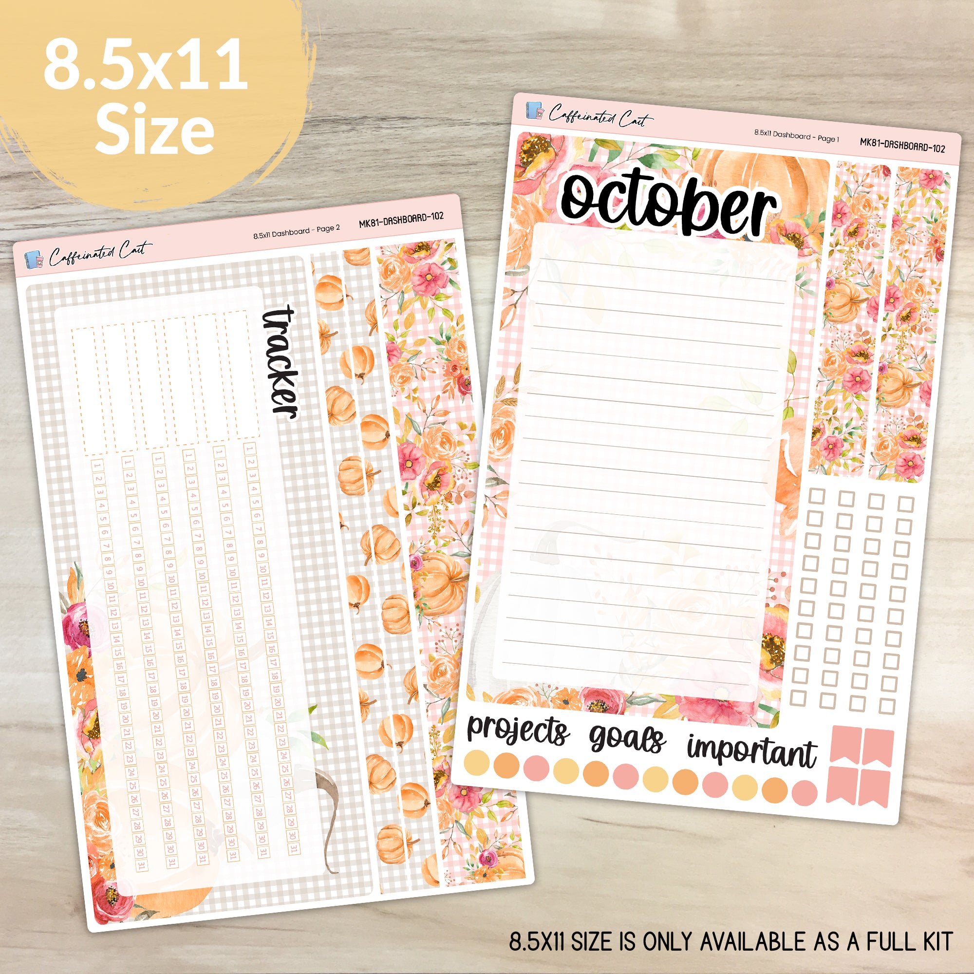 Dashboard & Notes Kit for ERIN CONDREN Planners - Pumpkin Patch [ 102 ]