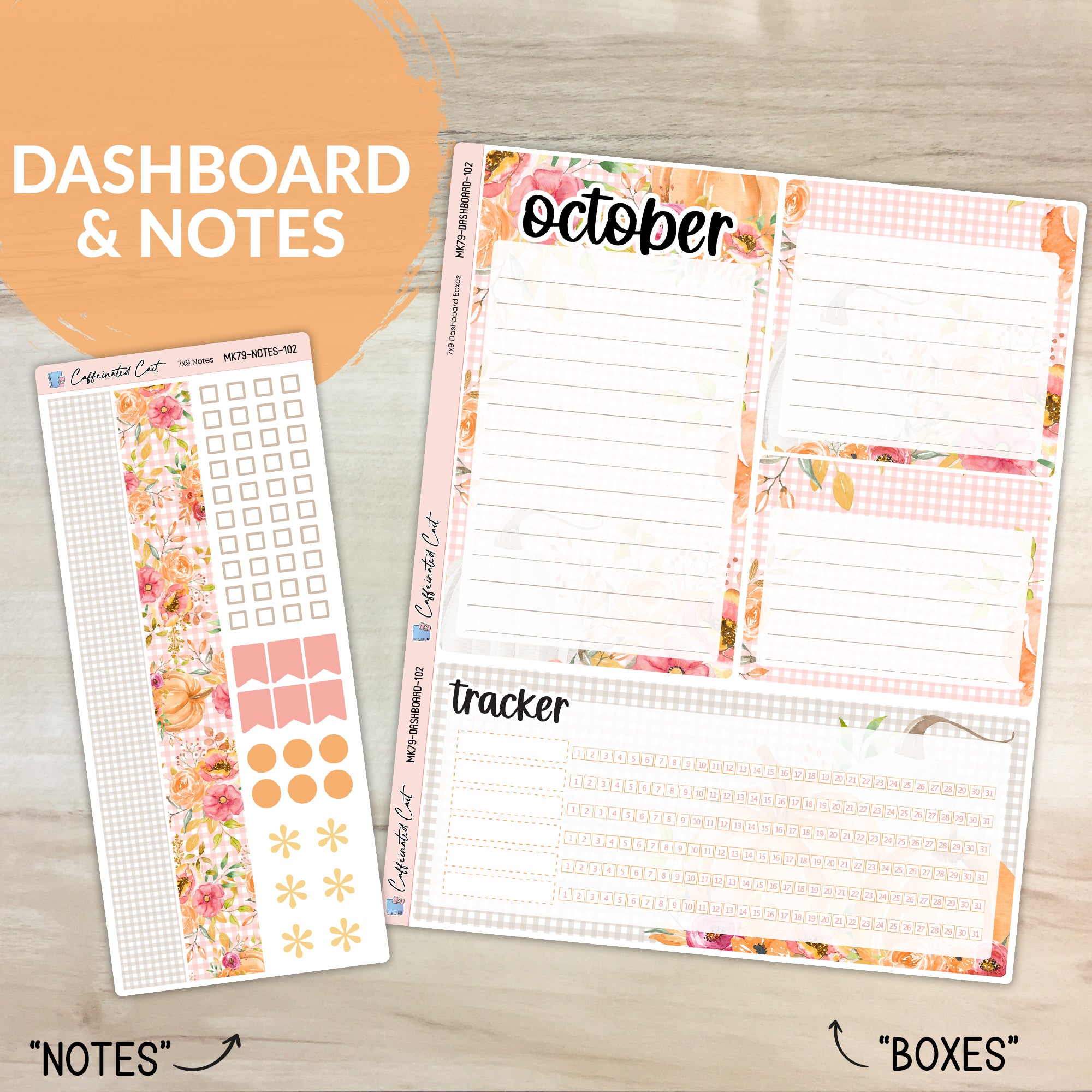 Dashboard & Notes Kit for ERIN CONDREN Planners - Pumpkin Patch [ 102 ]