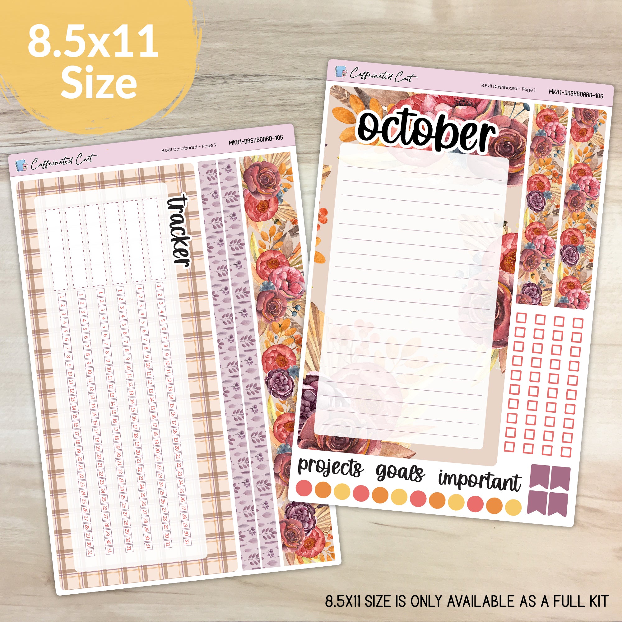 Dashboard & Notes Kit for ERIN CONDREN Planners - Harvest Vibes [ 106 ]