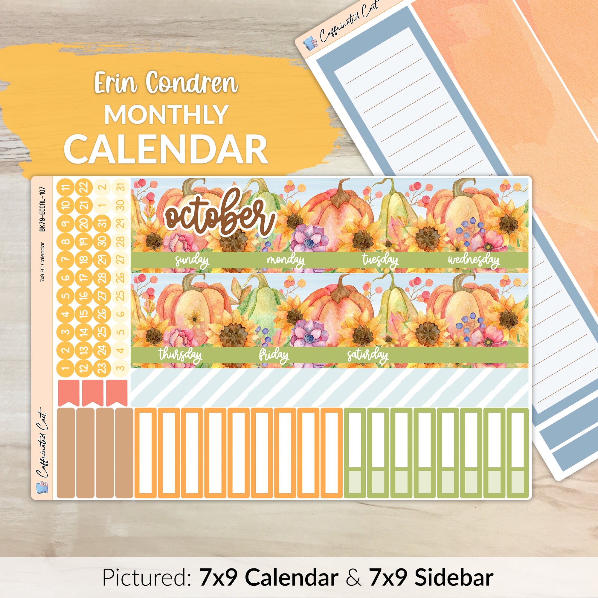 Calendar Kit for ERIN CONDREN Planners - Bright Autumn [ 107 ]