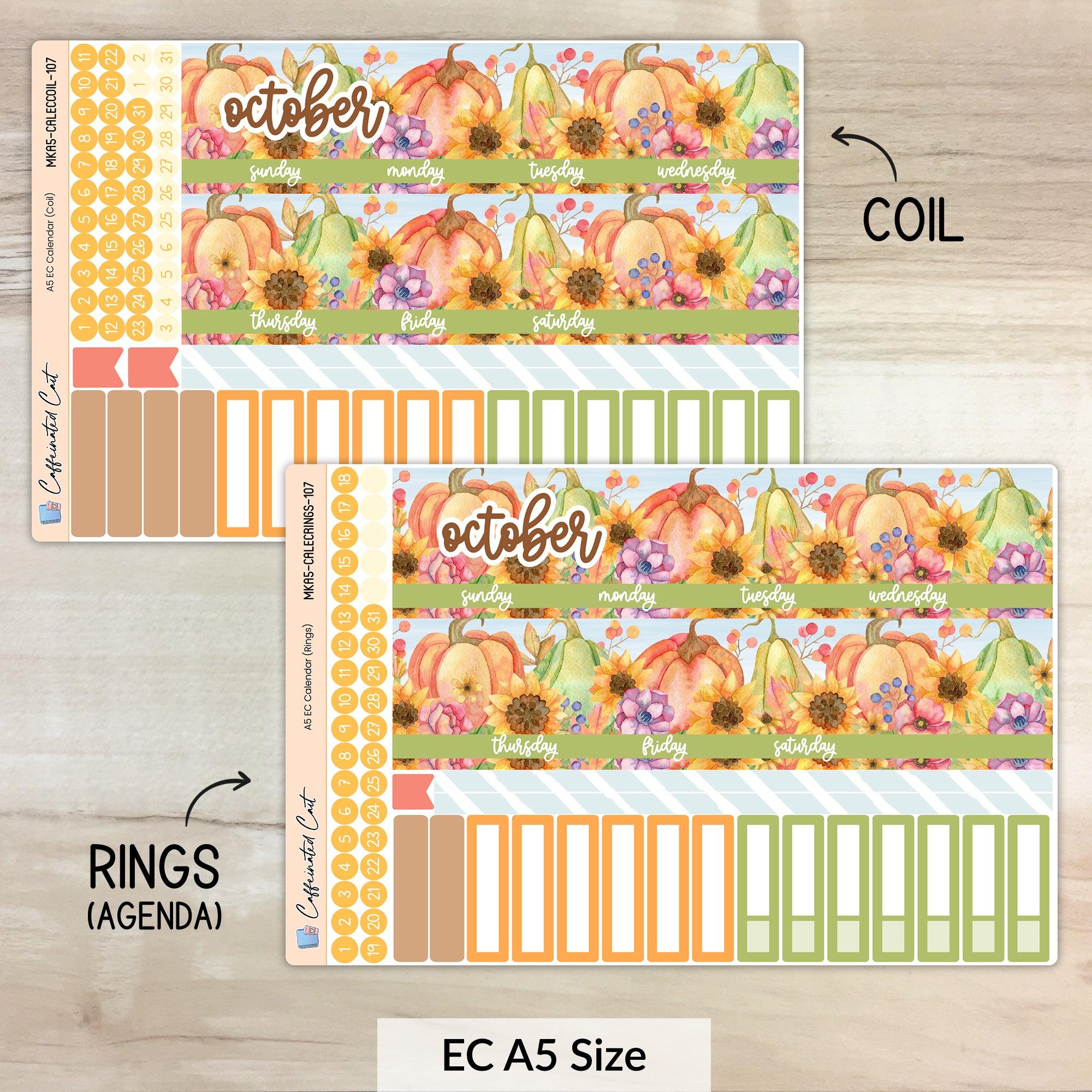 Calendar Kit for ERIN CONDREN Planners - Bright Autumn [ 107 ]