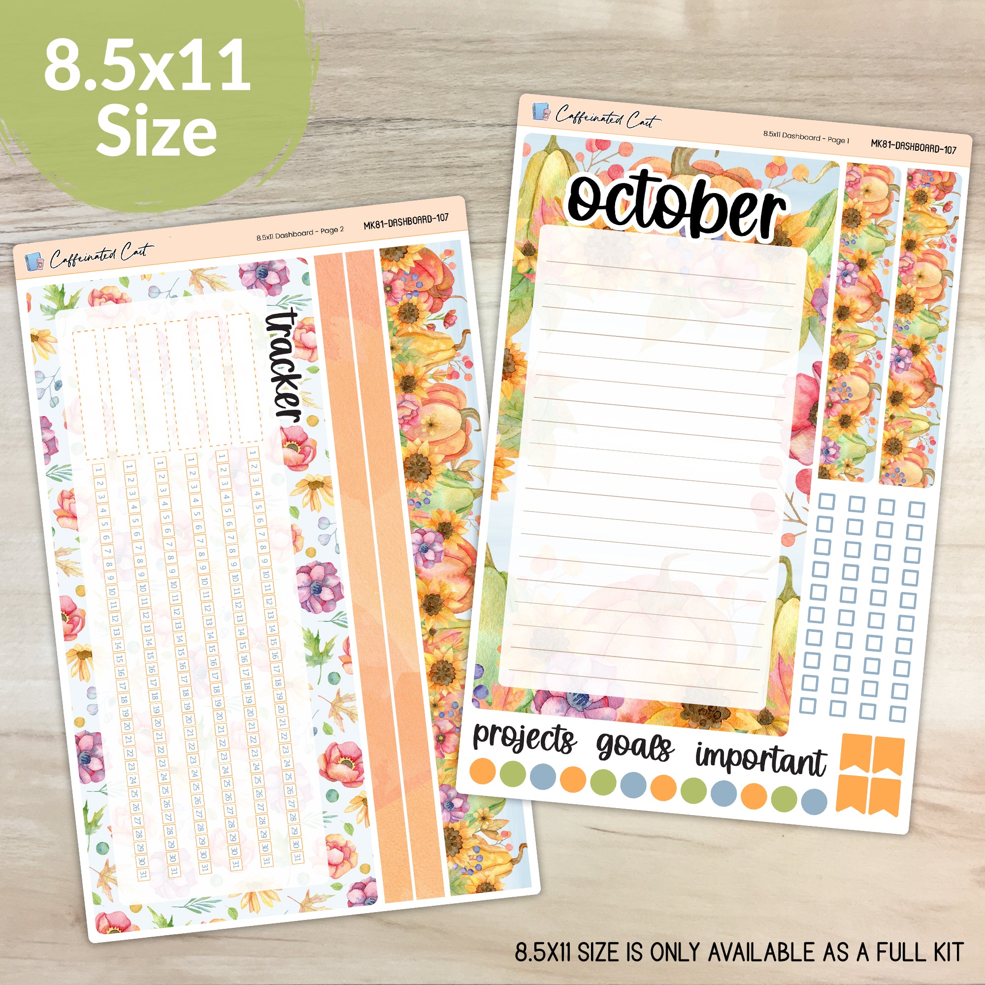 Dashboard & Notes Kit for ERIN CONDREN Planners - Bright Autumn [ 107 ]