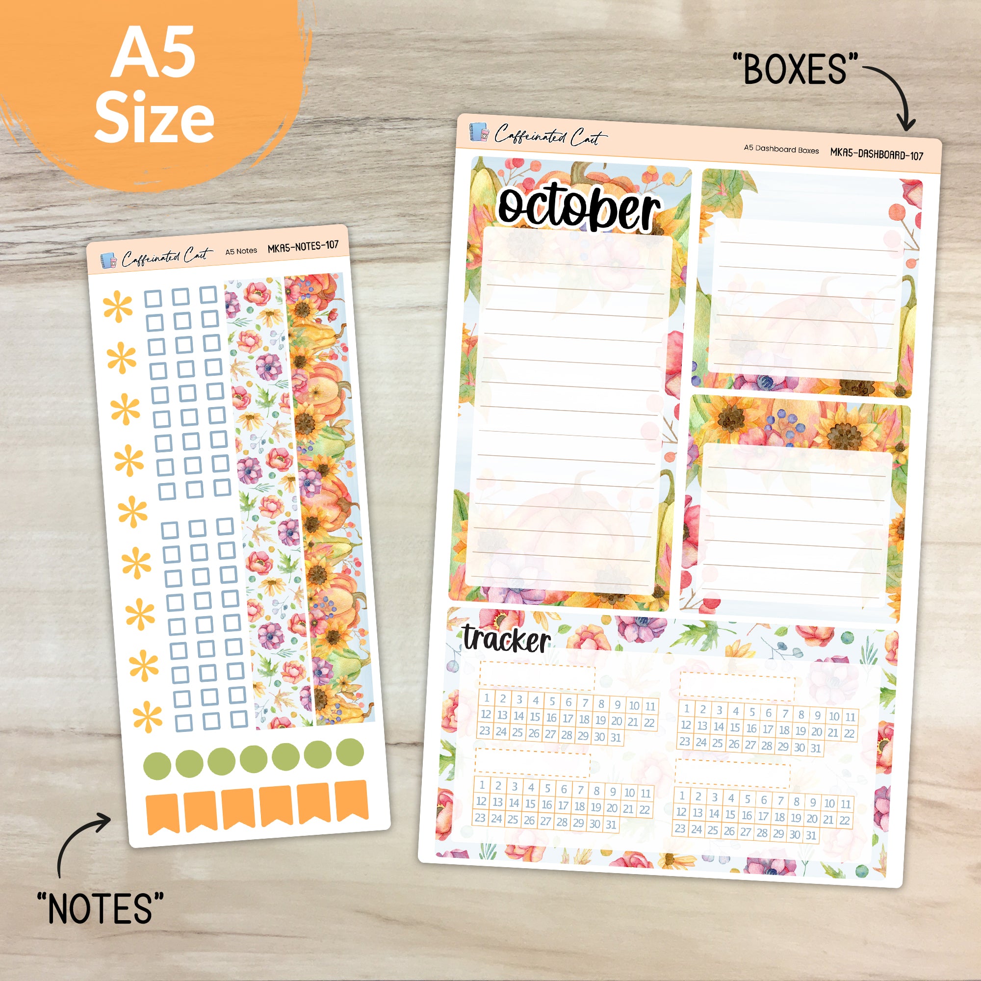 Dashboard & Notes Kit for ERIN CONDREN Planners - Bright Autumn [ 107 ]