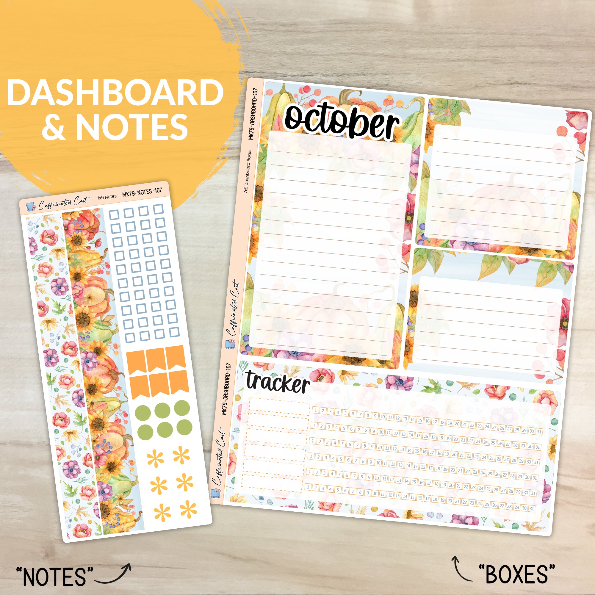 Dashboard & Notes Kit for ERIN CONDREN Planners - Bright Autumn [ 107 ]