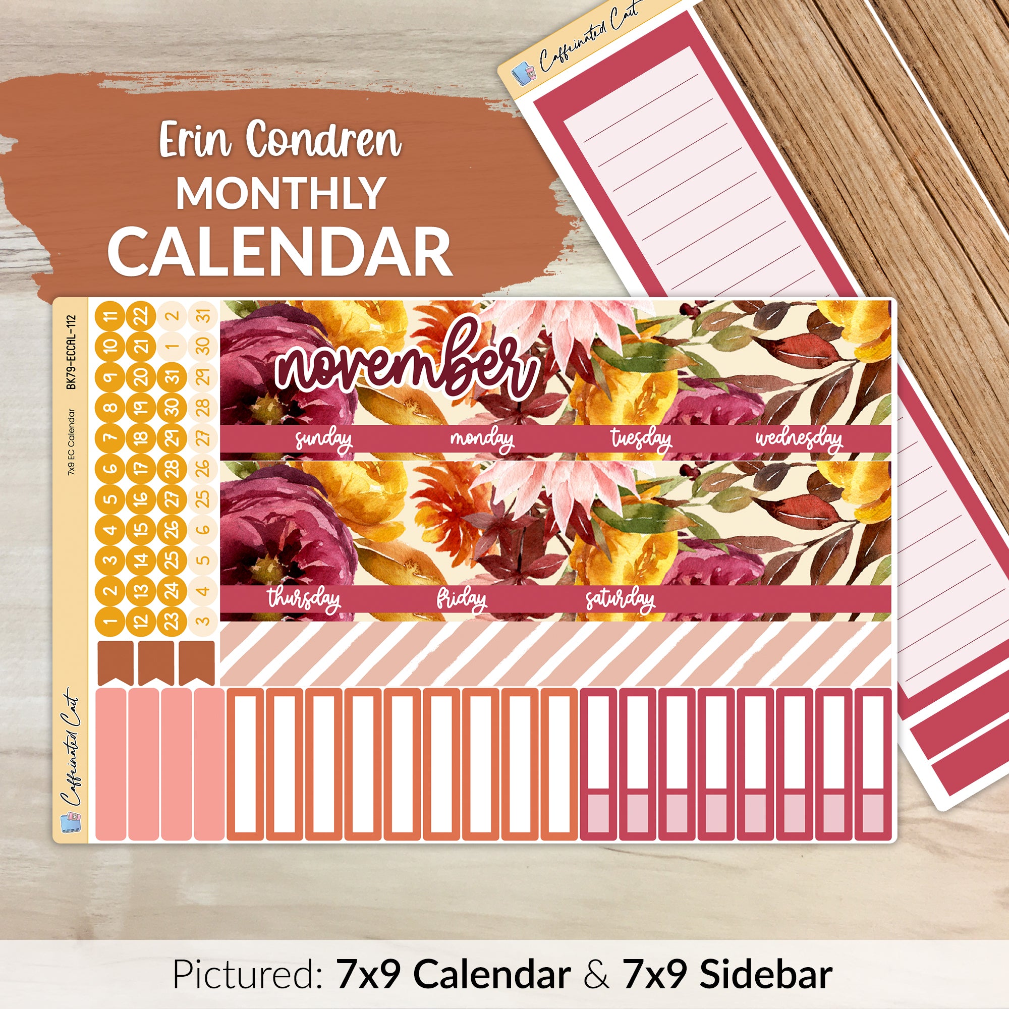 Calendar Kit for ERIN CONDREN Planners - Burnt Floral [ 112 ]