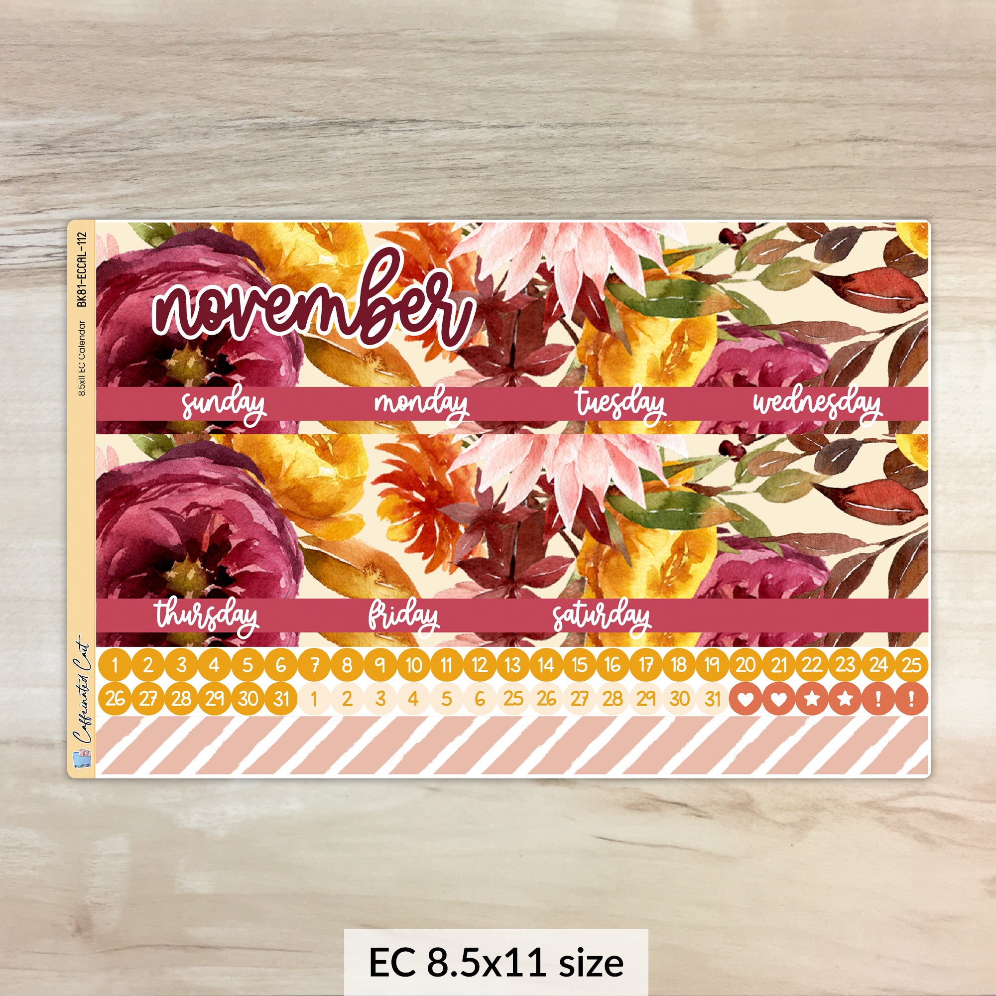 Calendar Kit for ERIN CONDREN Planners - Burnt Floral [ 112 ]