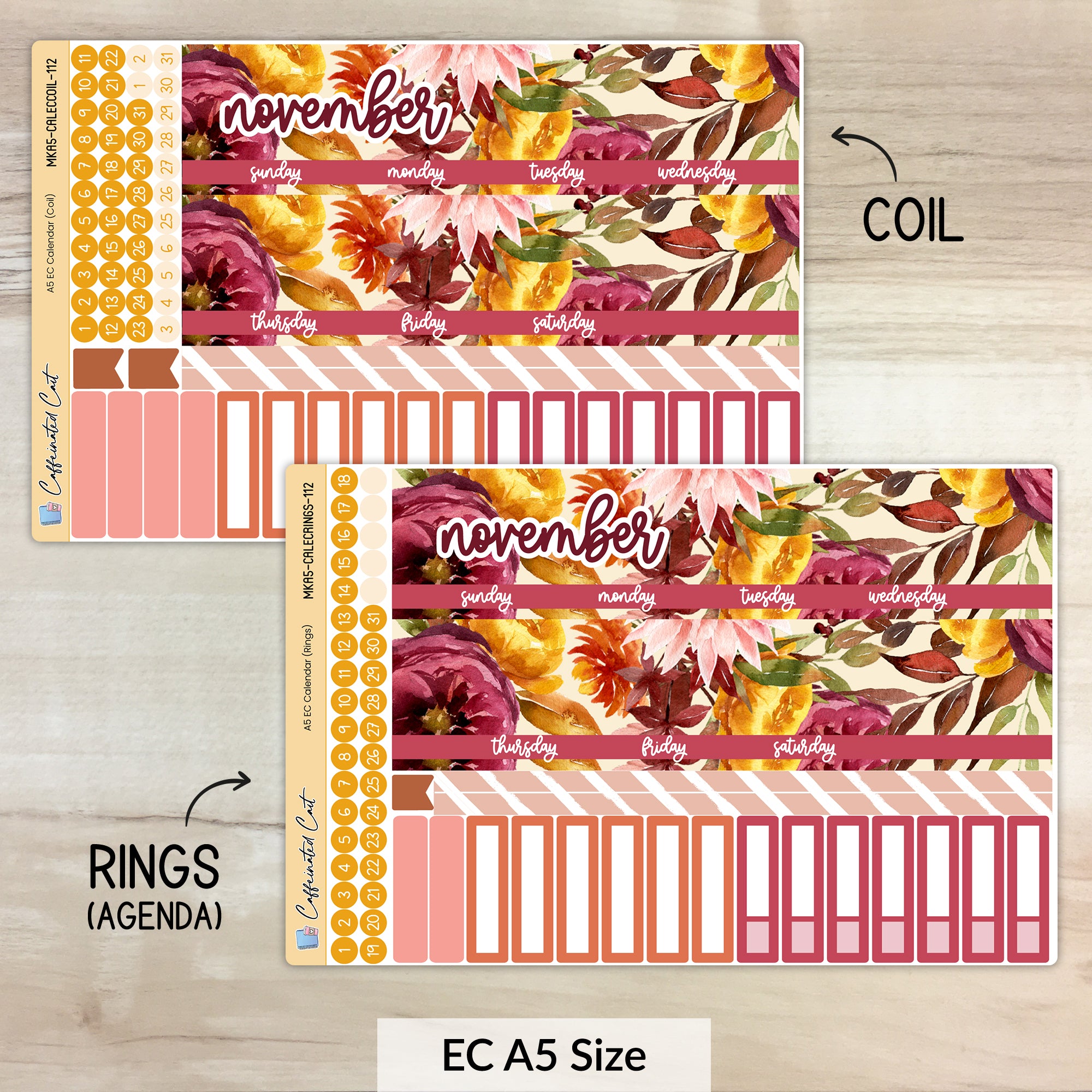 Calendar Kit for ERIN CONDREN Planners - Burnt Floral [ 112 ]