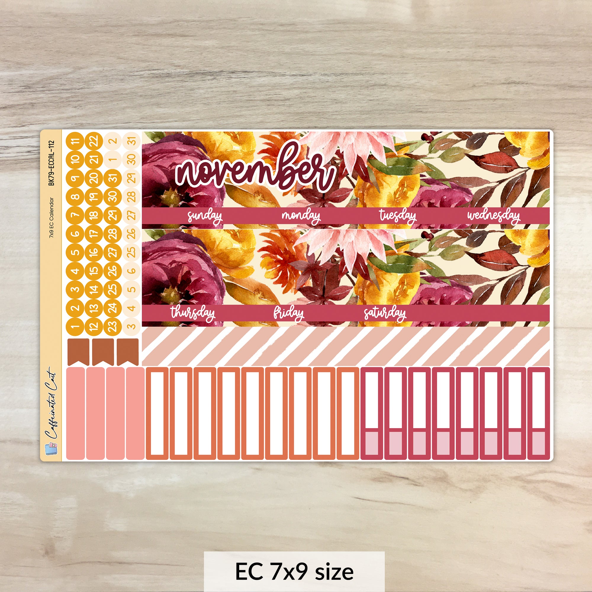 Calendar Kit for ERIN CONDREN Planners - Burnt Floral [ 112 ]