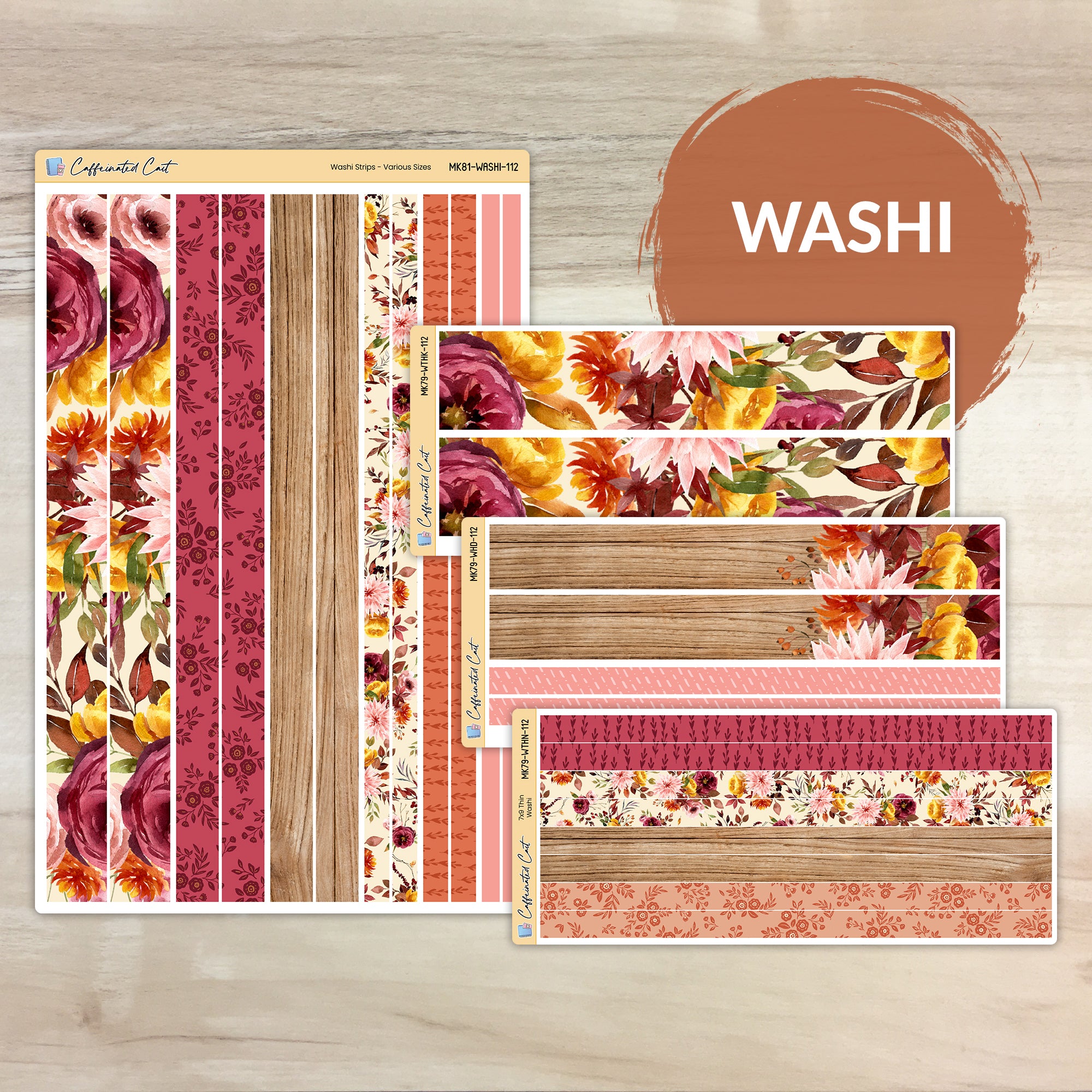 Washi Strips - Burnt Floral [ 112 ]