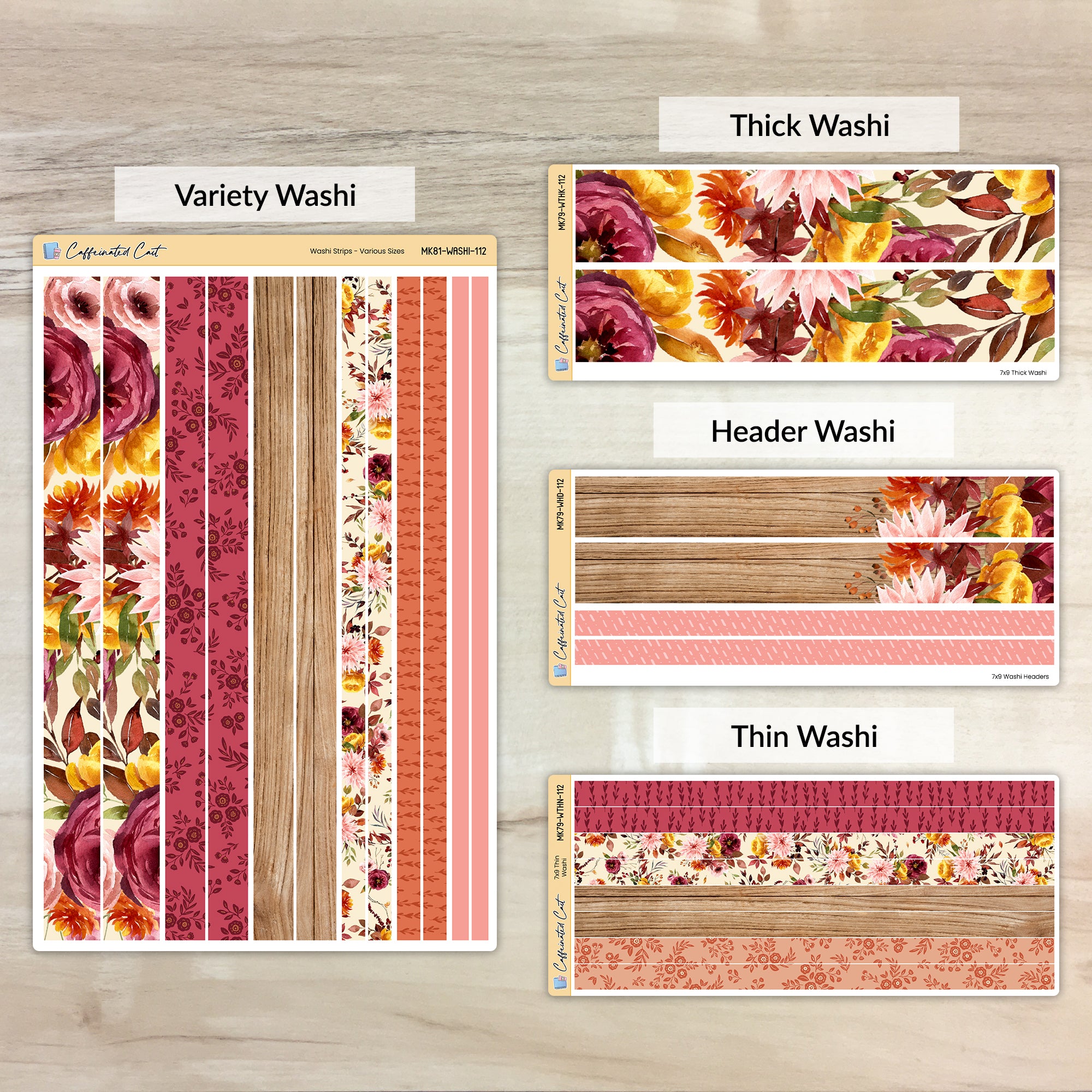 Washi Strips - Burnt Floral [ 112 ]