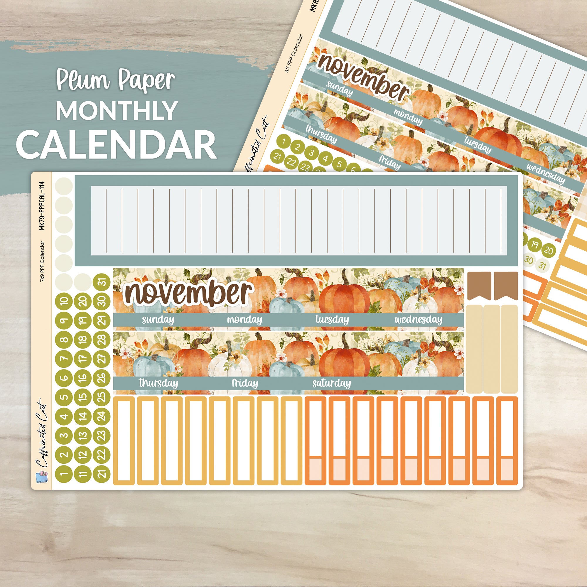 Calendar Kit for PLUM PAPER Planners - Pumpkin Harvest [ 114 ]