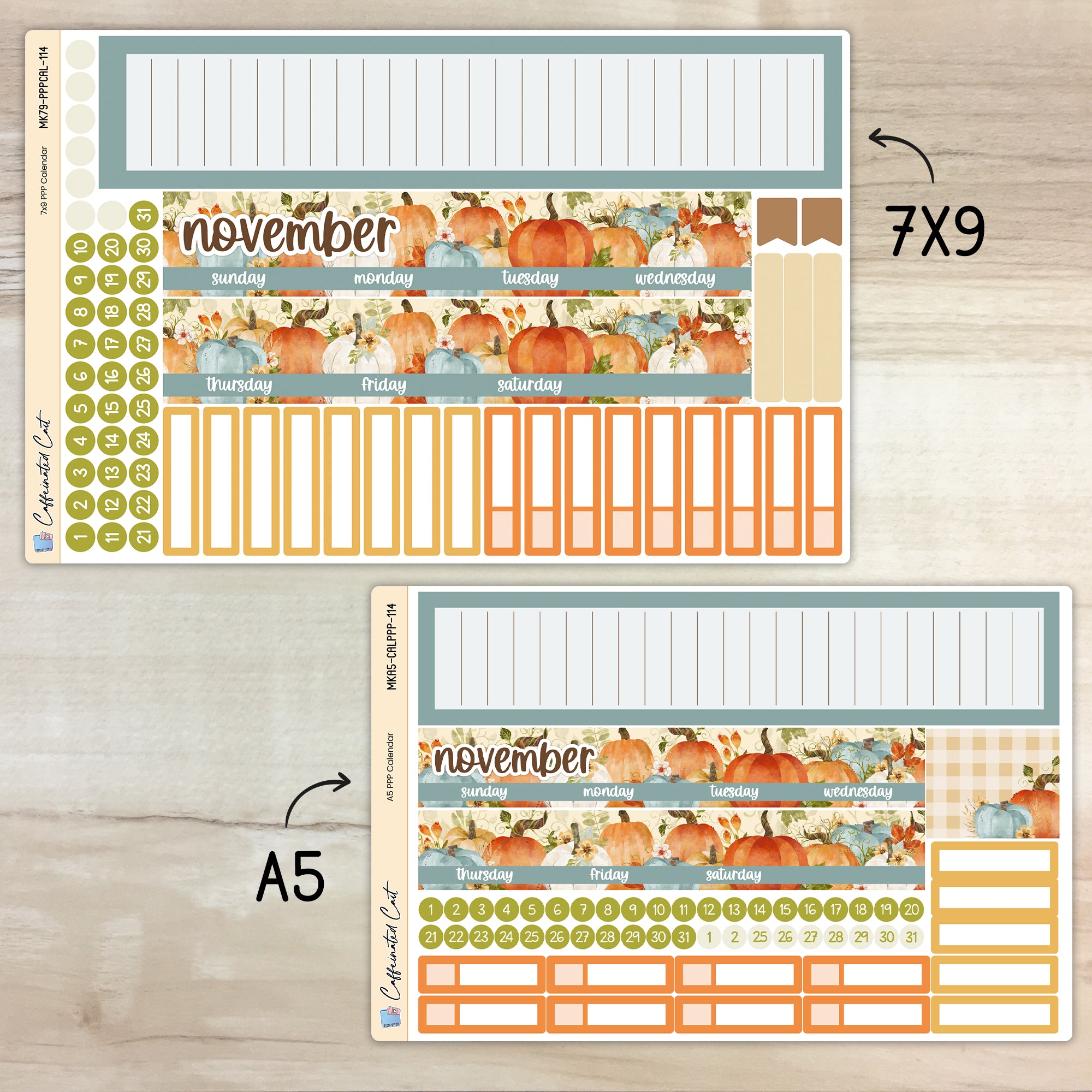 Calendar Kit for PLUM PAPER Planners - Pumpkin Harvest [ 114 ]