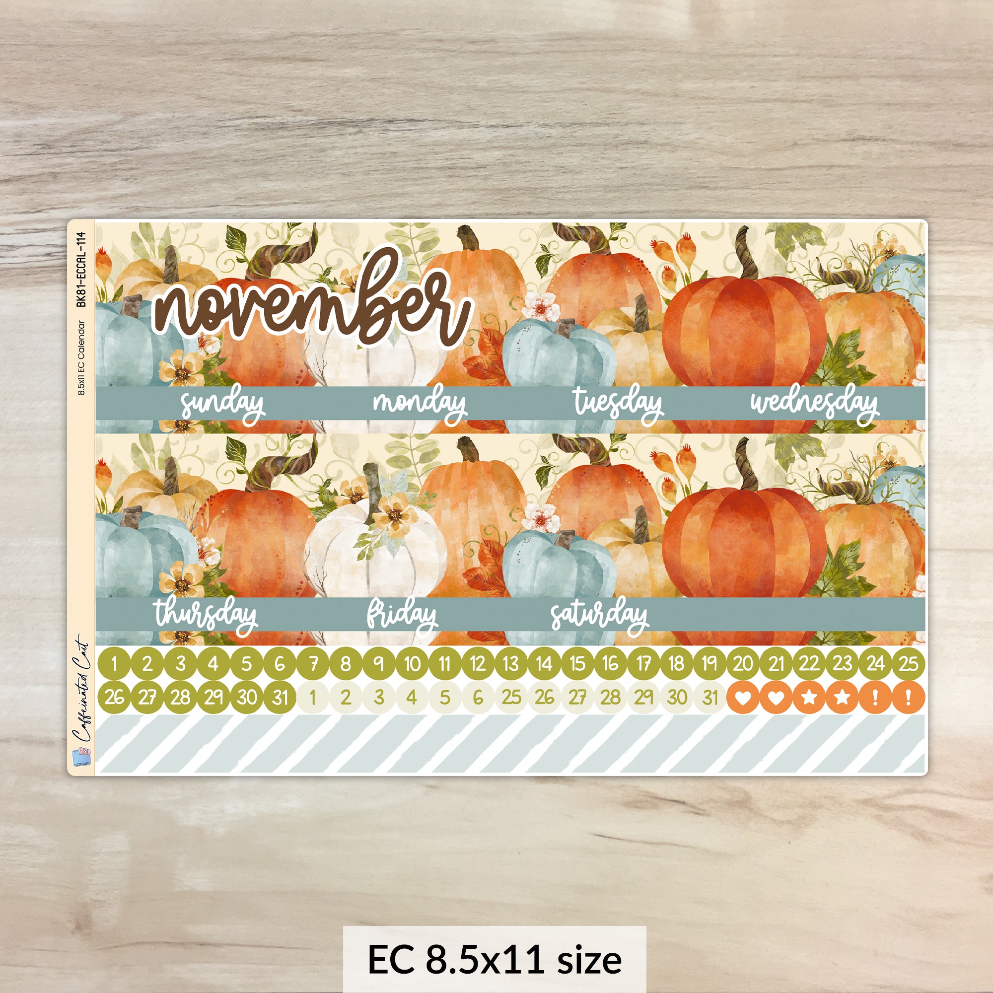 Calendar Kit for ERIN CONDREN Planners - Pumpkin Harvest [ 114 ]