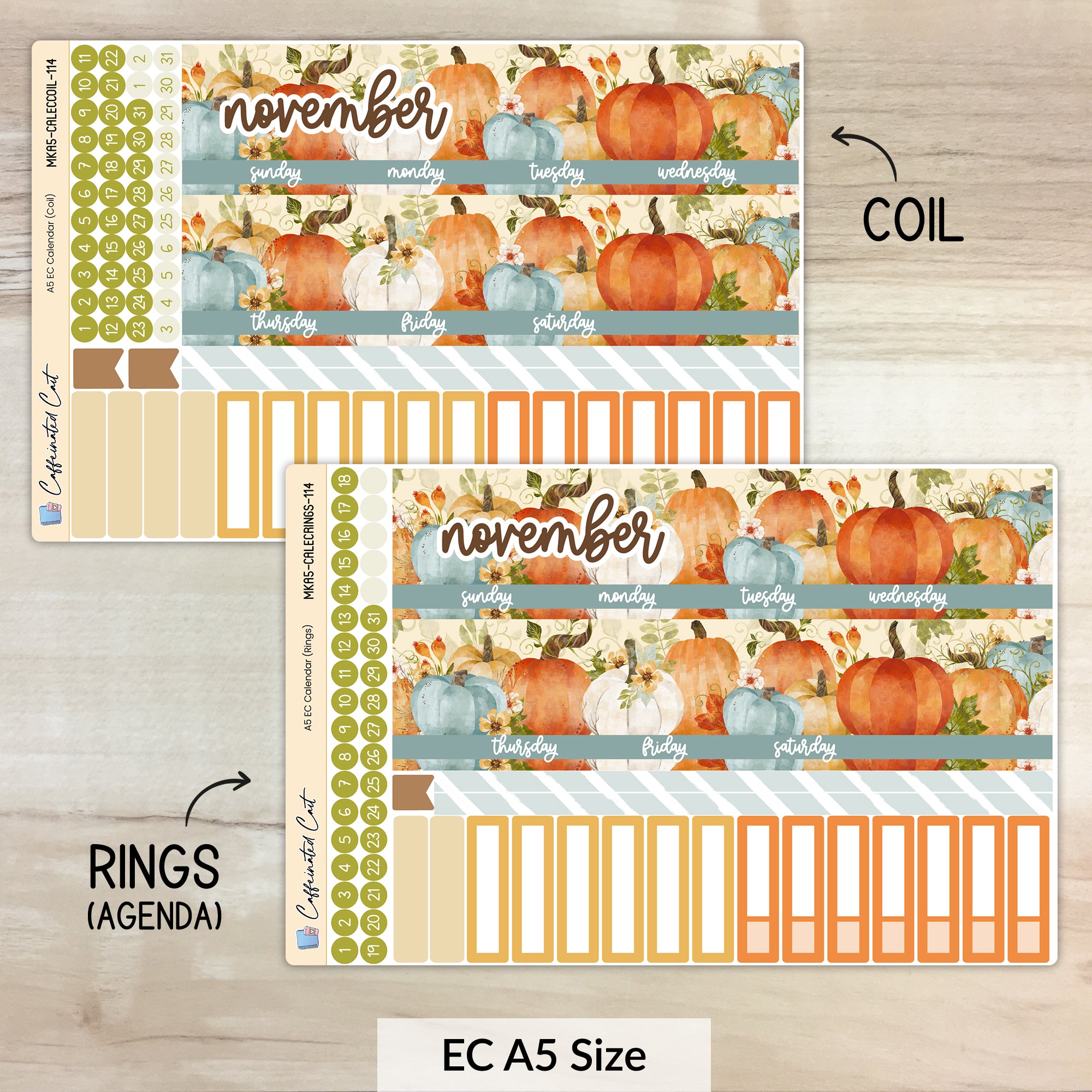 Calendar Kit for ERIN CONDREN Planners - Pumpkin Harvest [ 114 ]