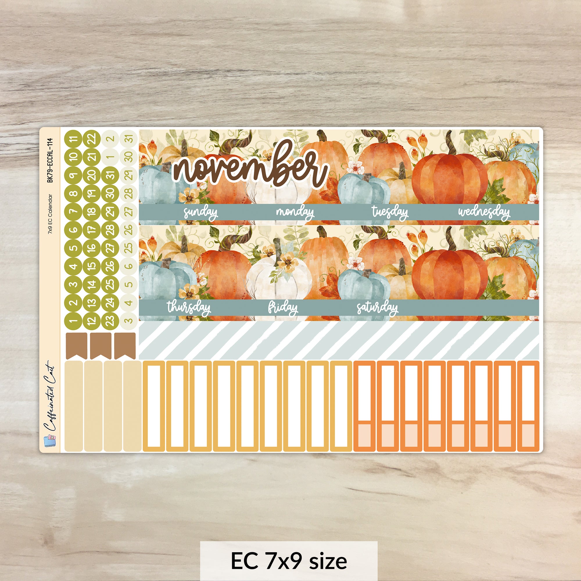 Calendar Kit for ERIN CONDREN Planners - Pumpkin Harvest [ 114 ]