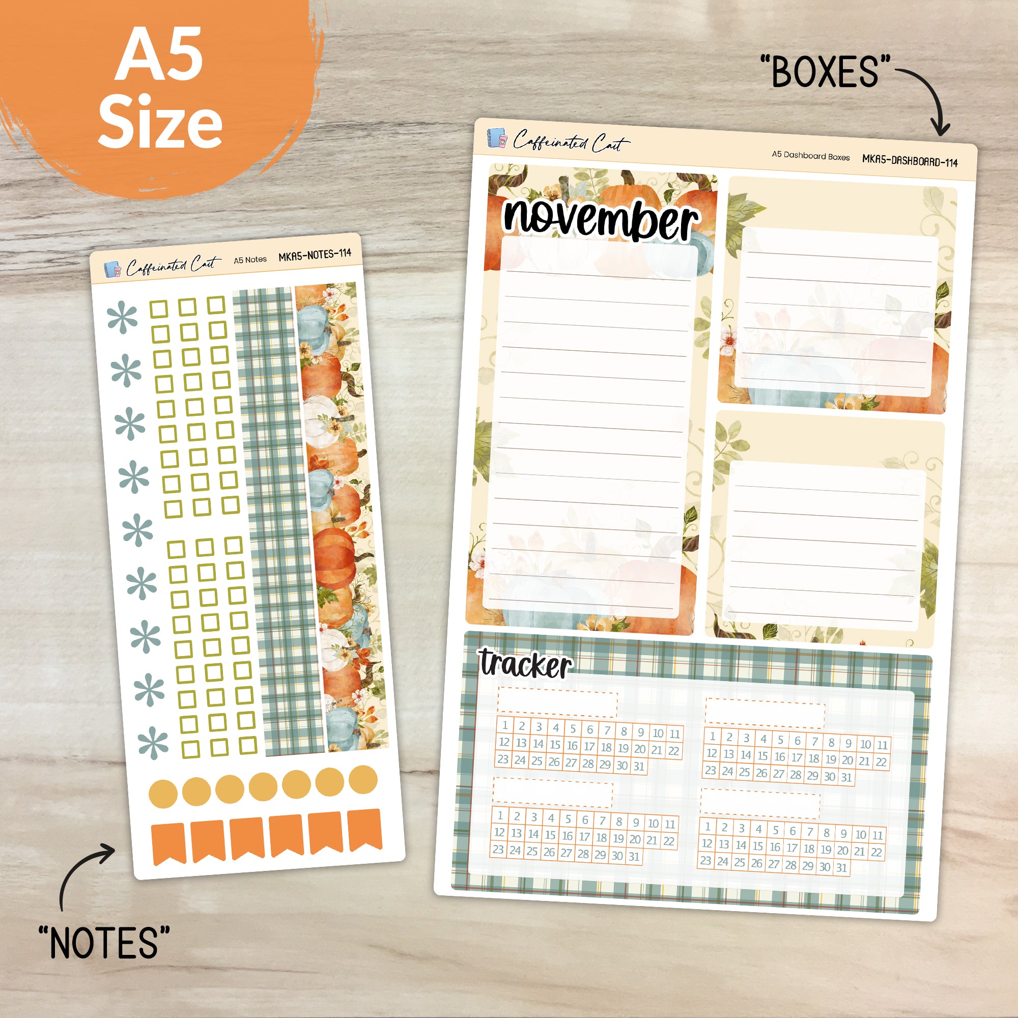 Dashboard & Notes Kit for ERIN CONDREN Planners - Pumpkin Harvest [ 114 ]