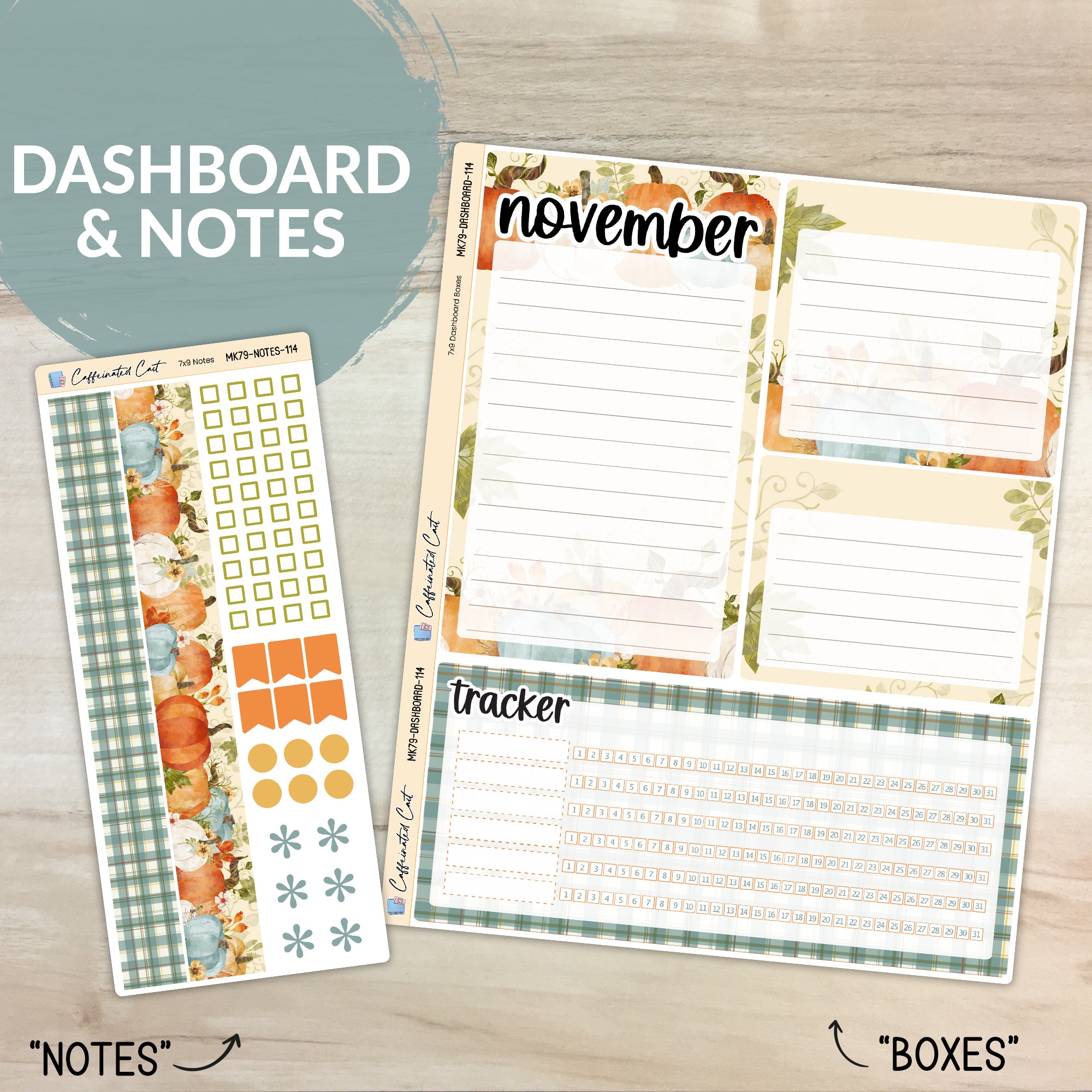 Dashboard & Notes Kit for ERIN CONDREN Planners - Pumpkin Harvest [ 114 ]