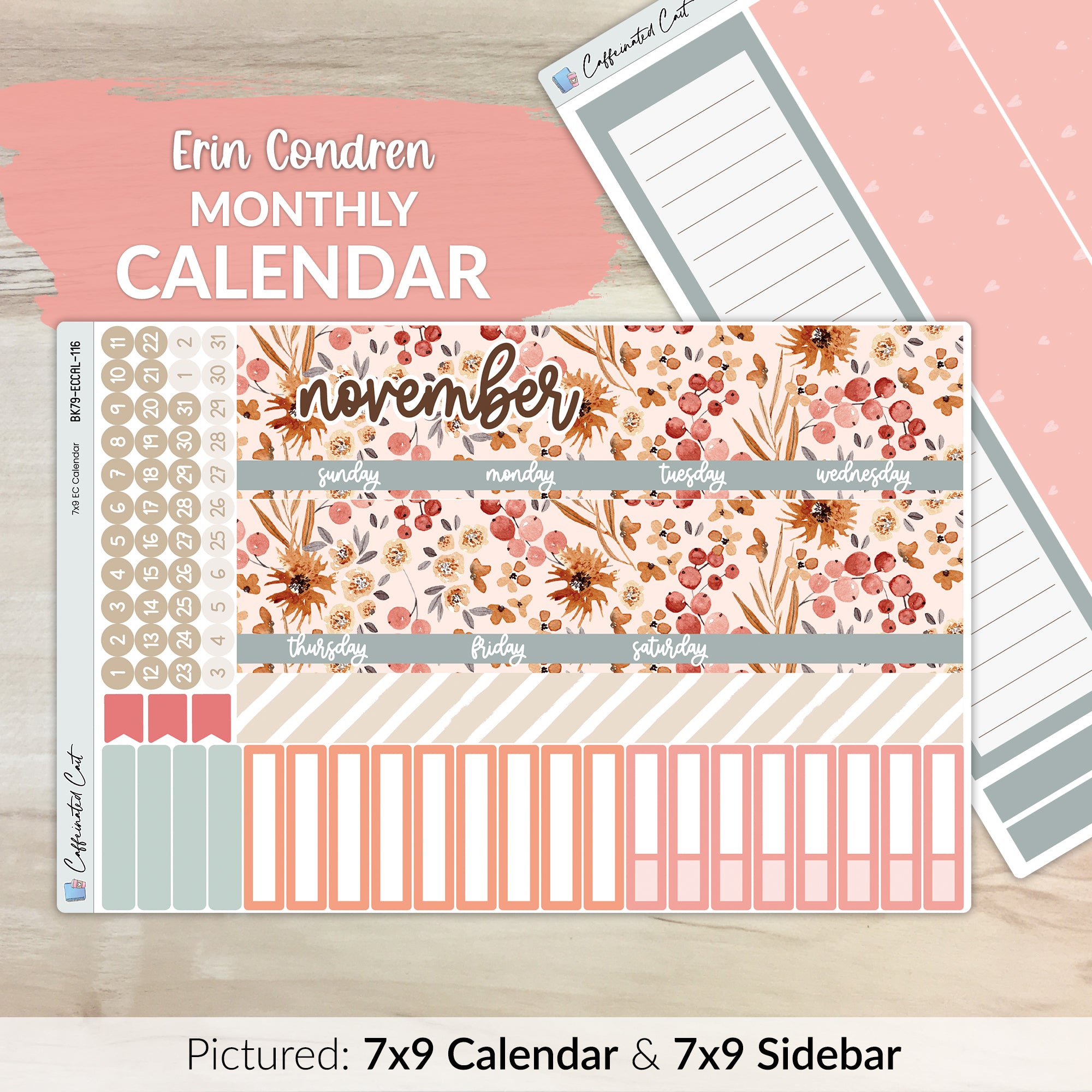 Calendar Kit for ERIN CONDREN Planners - Cranberry Frost [ 116 ]