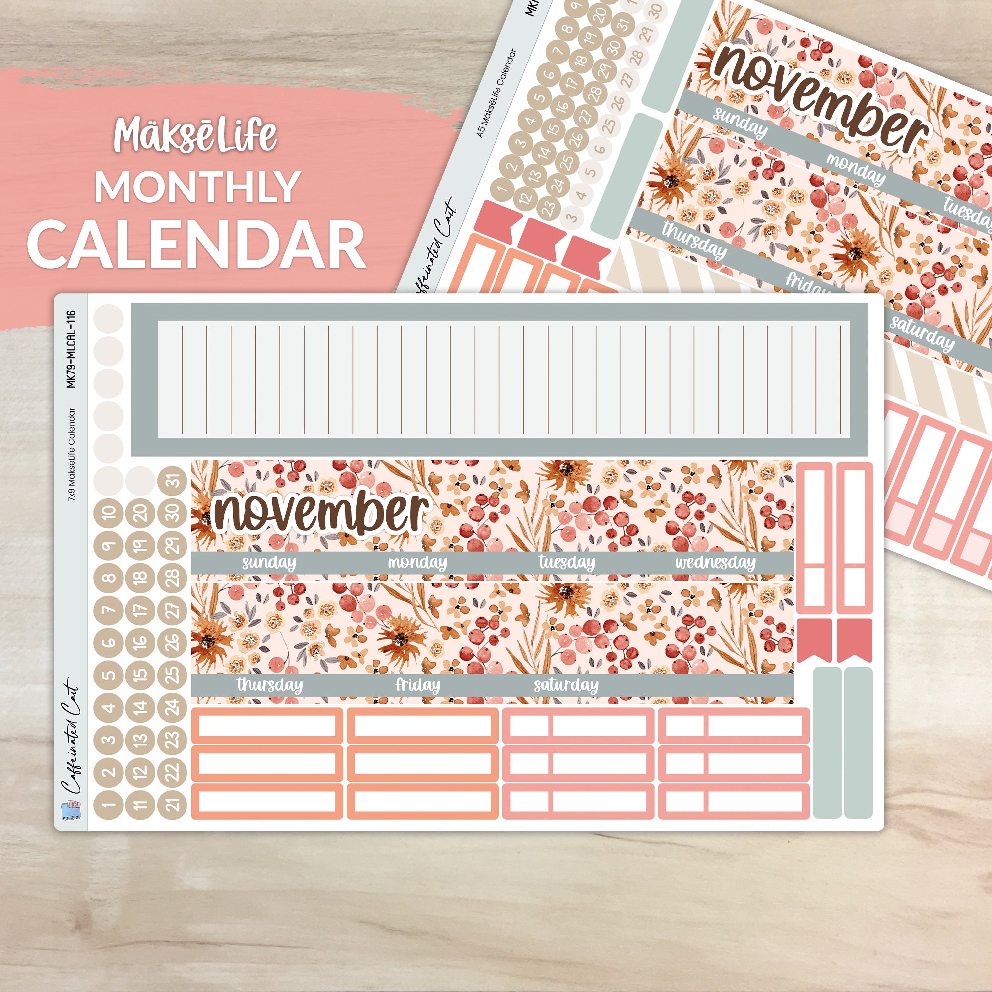 Calendar Kit for MAKSELIFE Planners - Cranberry Frost [ 116 ]