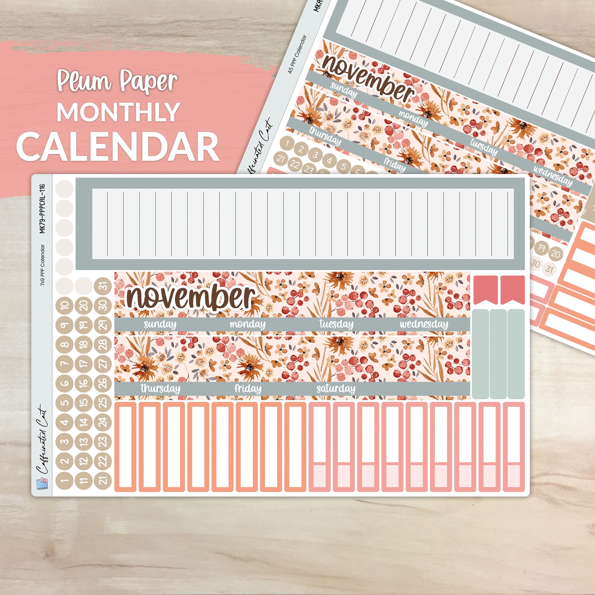 Calendar Kit for PLUM PAPER Planners - Cranberry Frost [ 116 ]