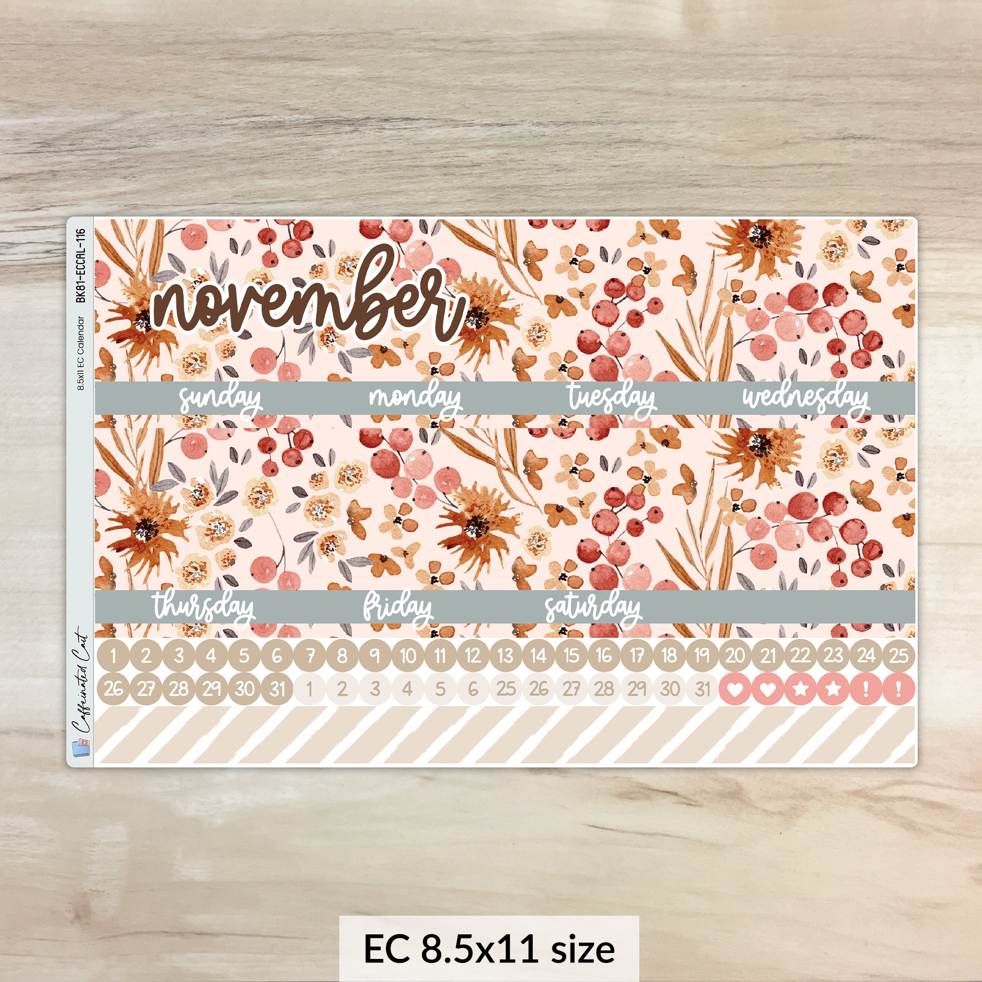 Calendar Kit for ERIN CONDREN Planners - Cranberry Frost [ 116 ]