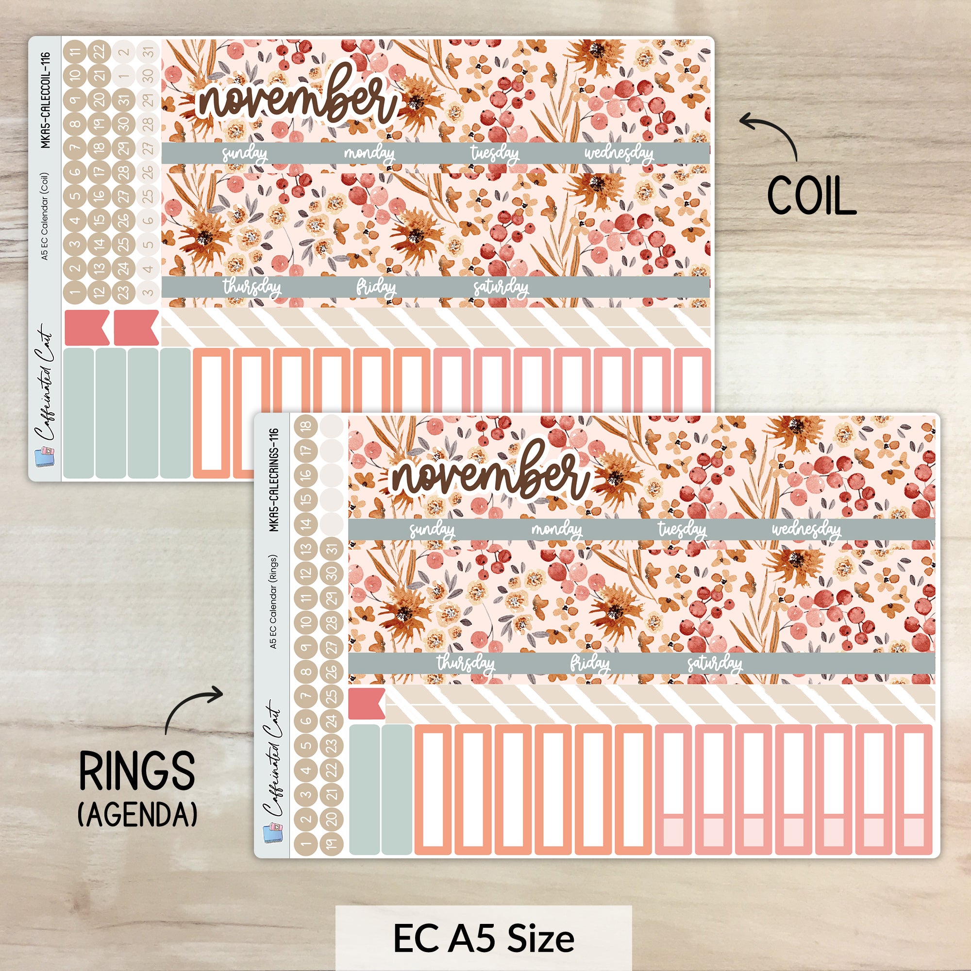 Calendar Kit for ERIN CONDREN Planners - Cranberry Frost [ 116 ]