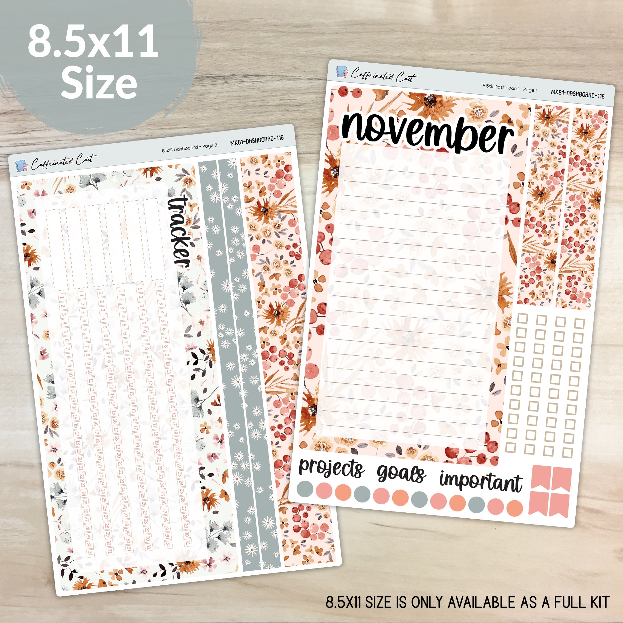 Dashboard & Notes Kit for ERIN CONDREN Planners - Cranberry Frost [ 116 ]