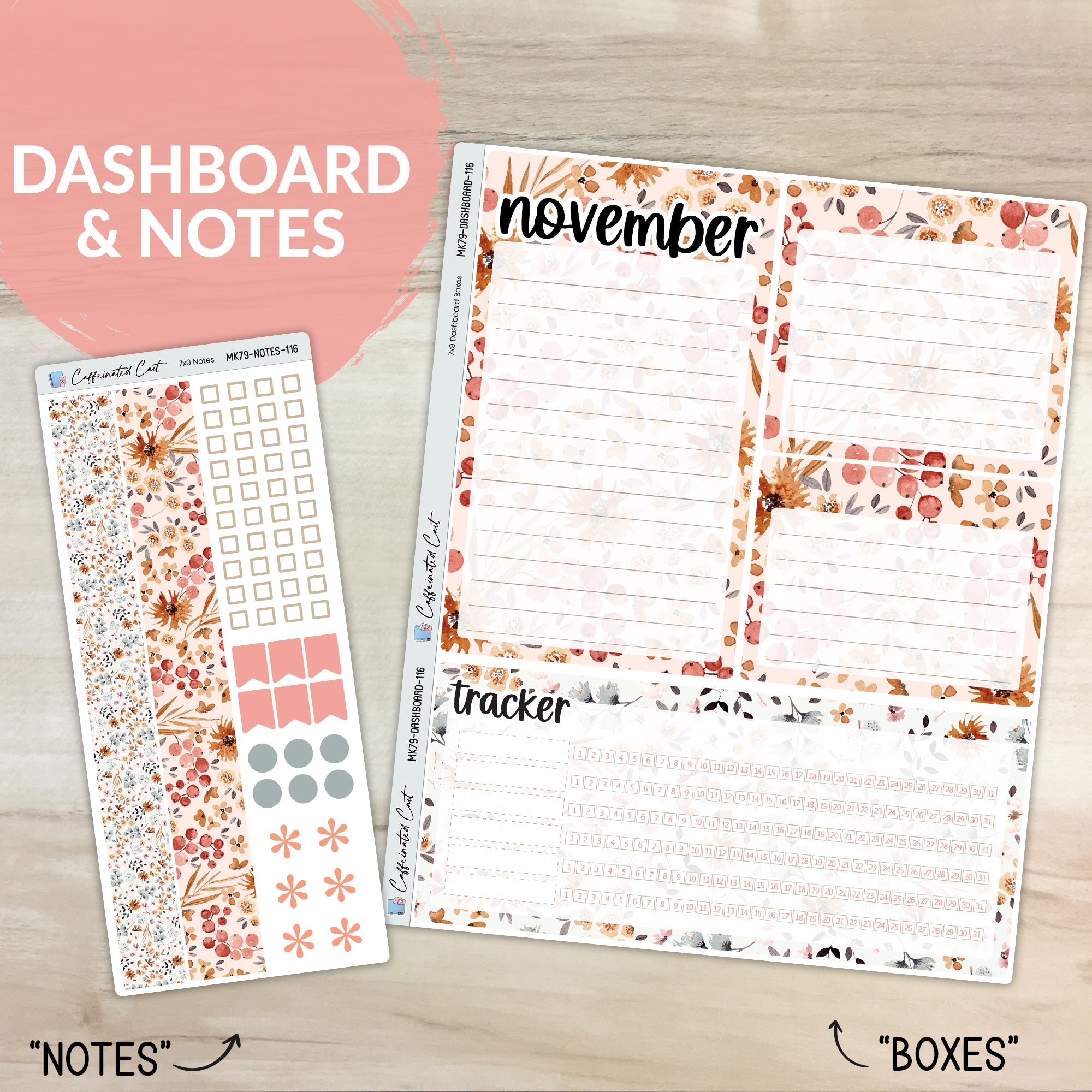 Dashboard & Notes Kit for ERIN CONDREN Planners - Cranberry Frost [ 116 ]