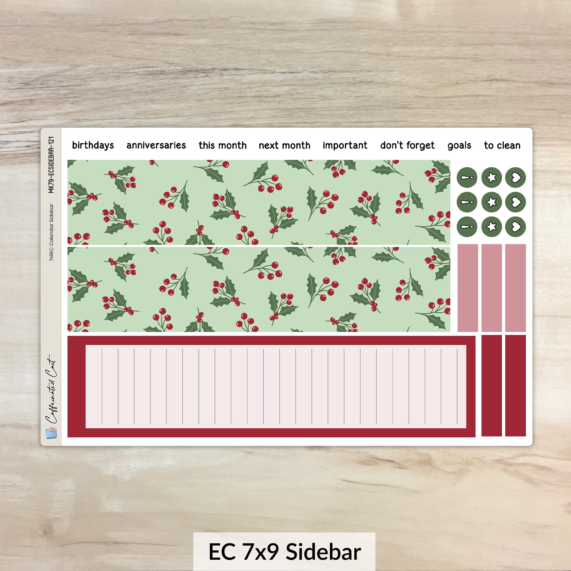 Calendar Kit for ERIN CONDREN Planners - Christmas Berry [ 121 ]