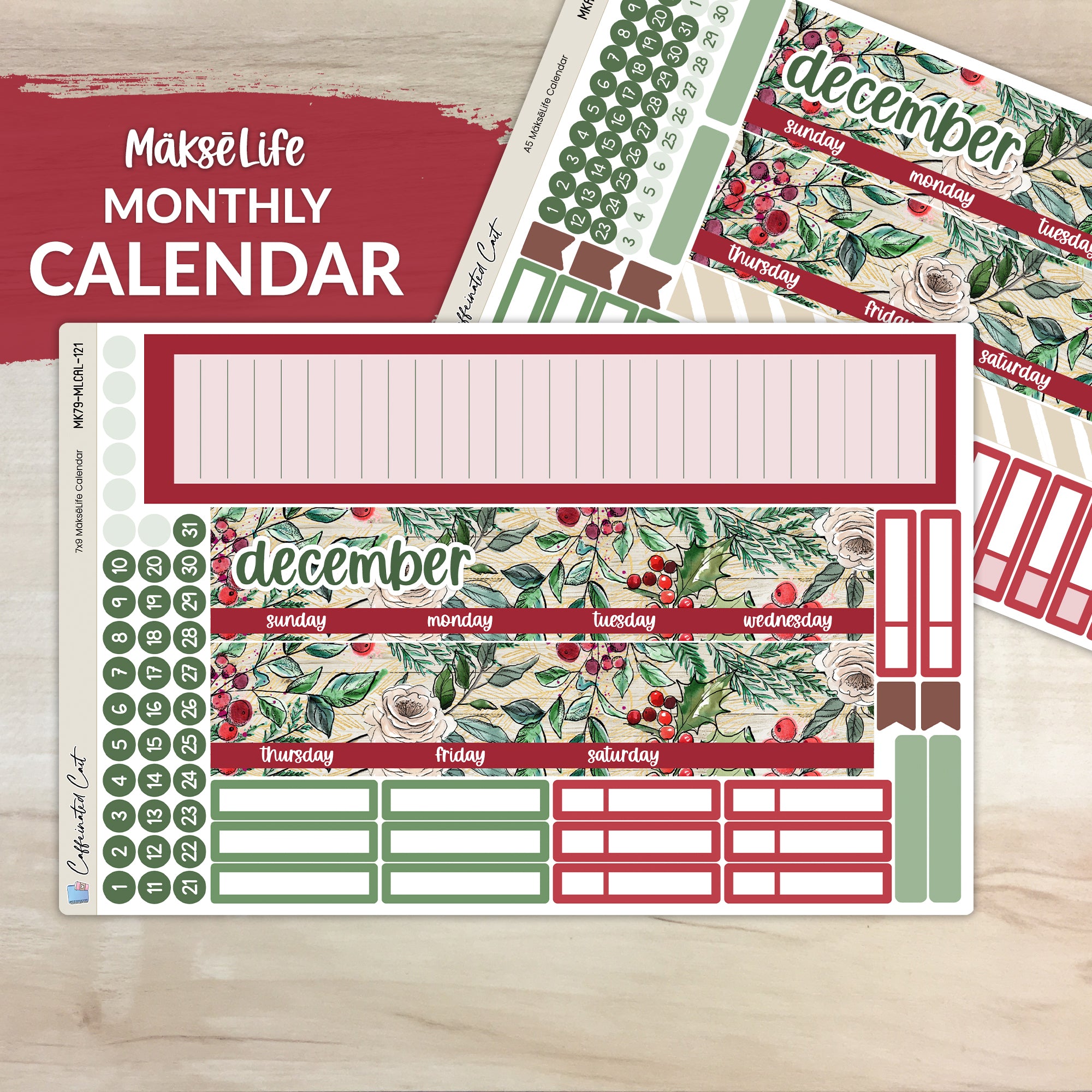 Calendar Kit for MAKSELIFE Planners - Christmas Berry [ 121 ]