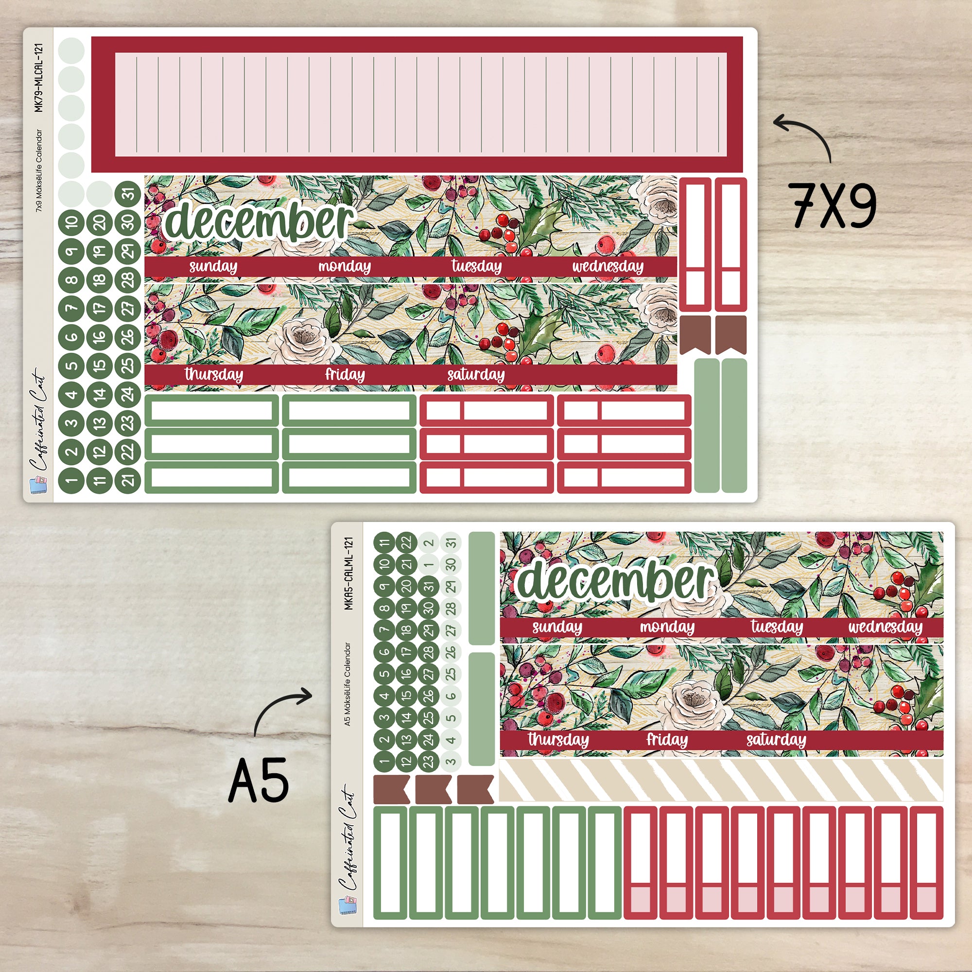 Calendar Kit for MAKSELIFE Planners - Christmas Berry [ 121 ]