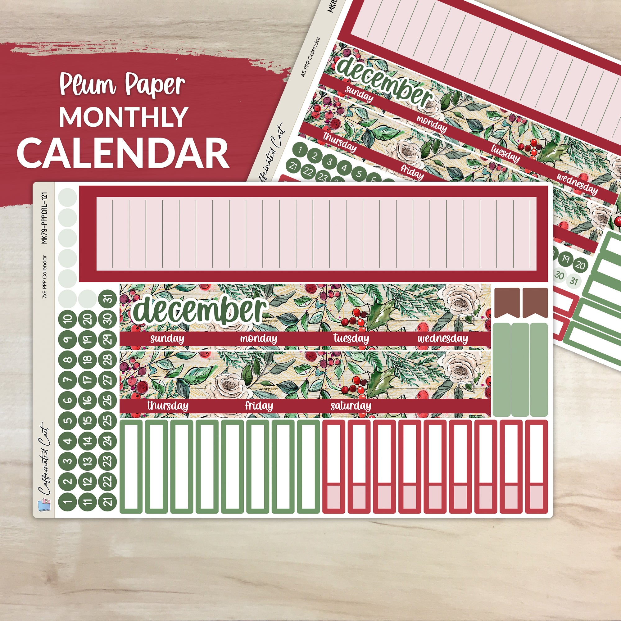 Calendar Kit for PLUM PAPER Planners - Christmas Berry [ 121 ]