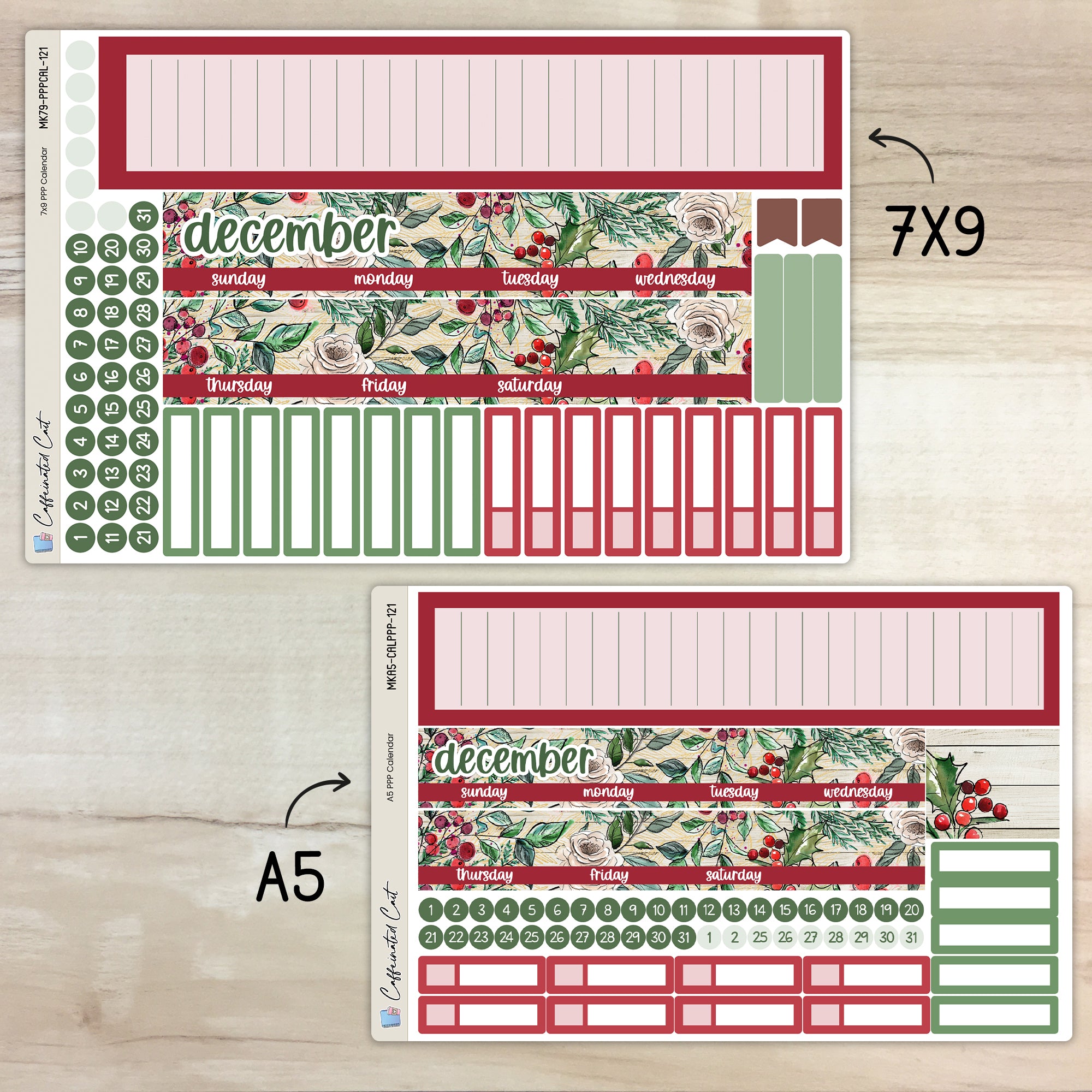 Calendar Kit for PLUM PAPER Planners - Christmas Berry [ 121 ]