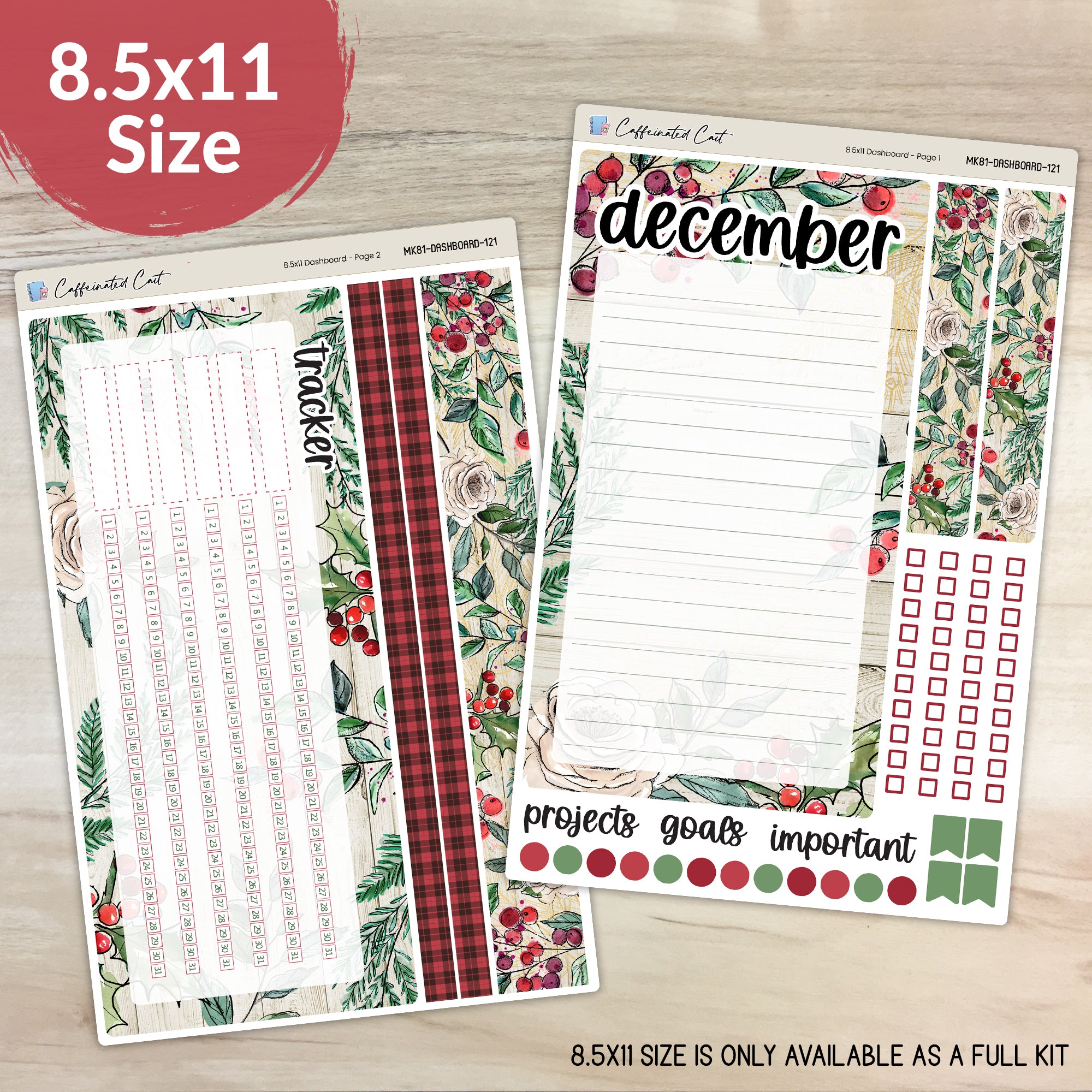 Dashboard & Notes Kit for ERIN CONDREN Planners - Christmas Berry [ 121 ]