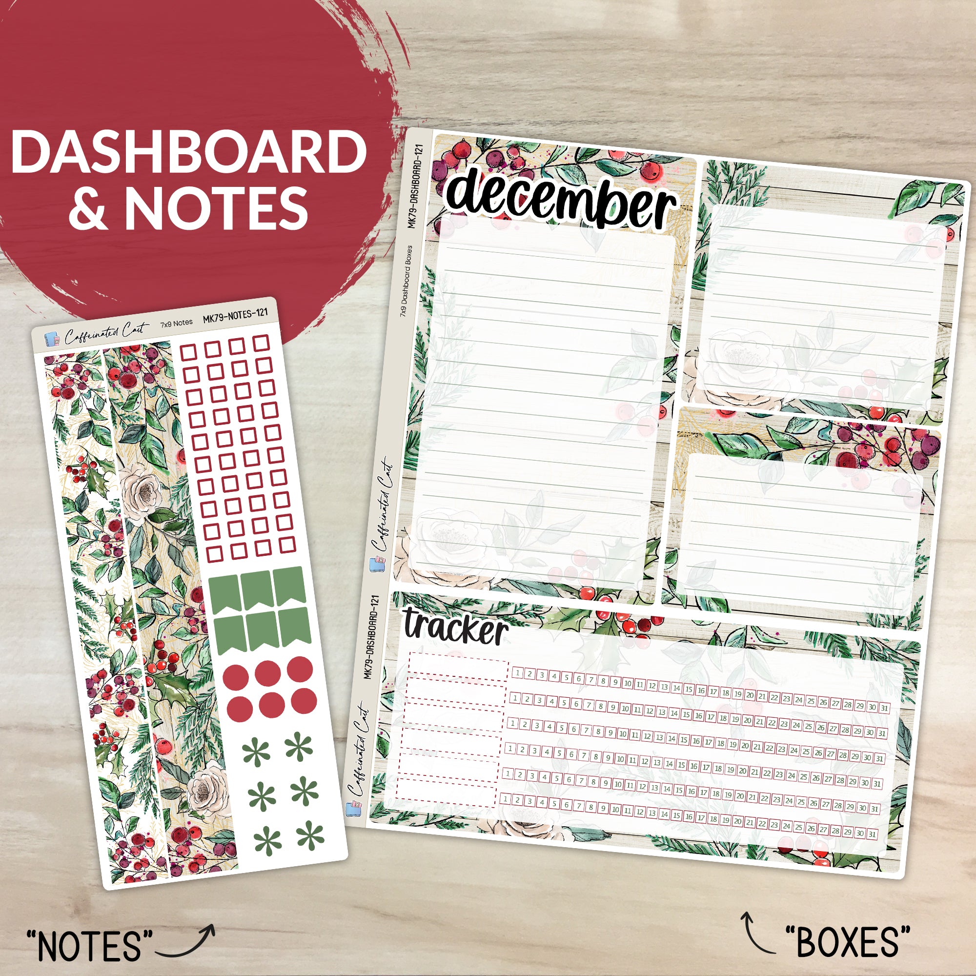 Dashboard & Notes Kit for ERIN CONDREN Planners - Christmas Berry [ 121 ]