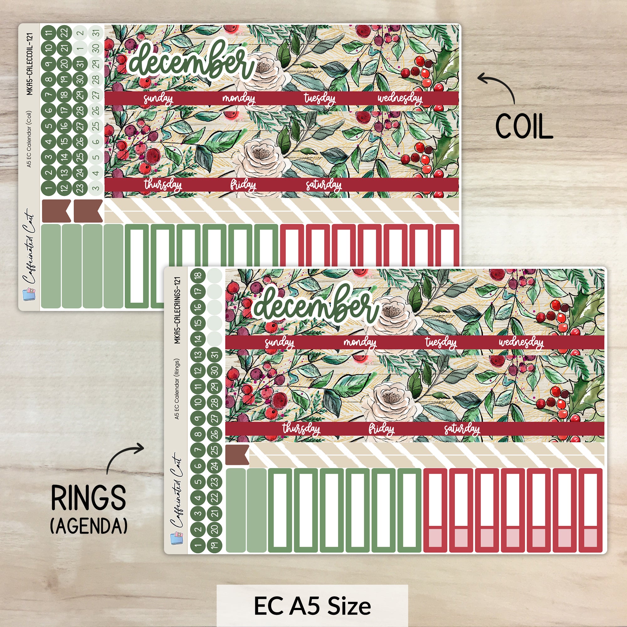 Calendar Kit for ERIN CONDREN Planners - Christmas Berry [ 121 ]