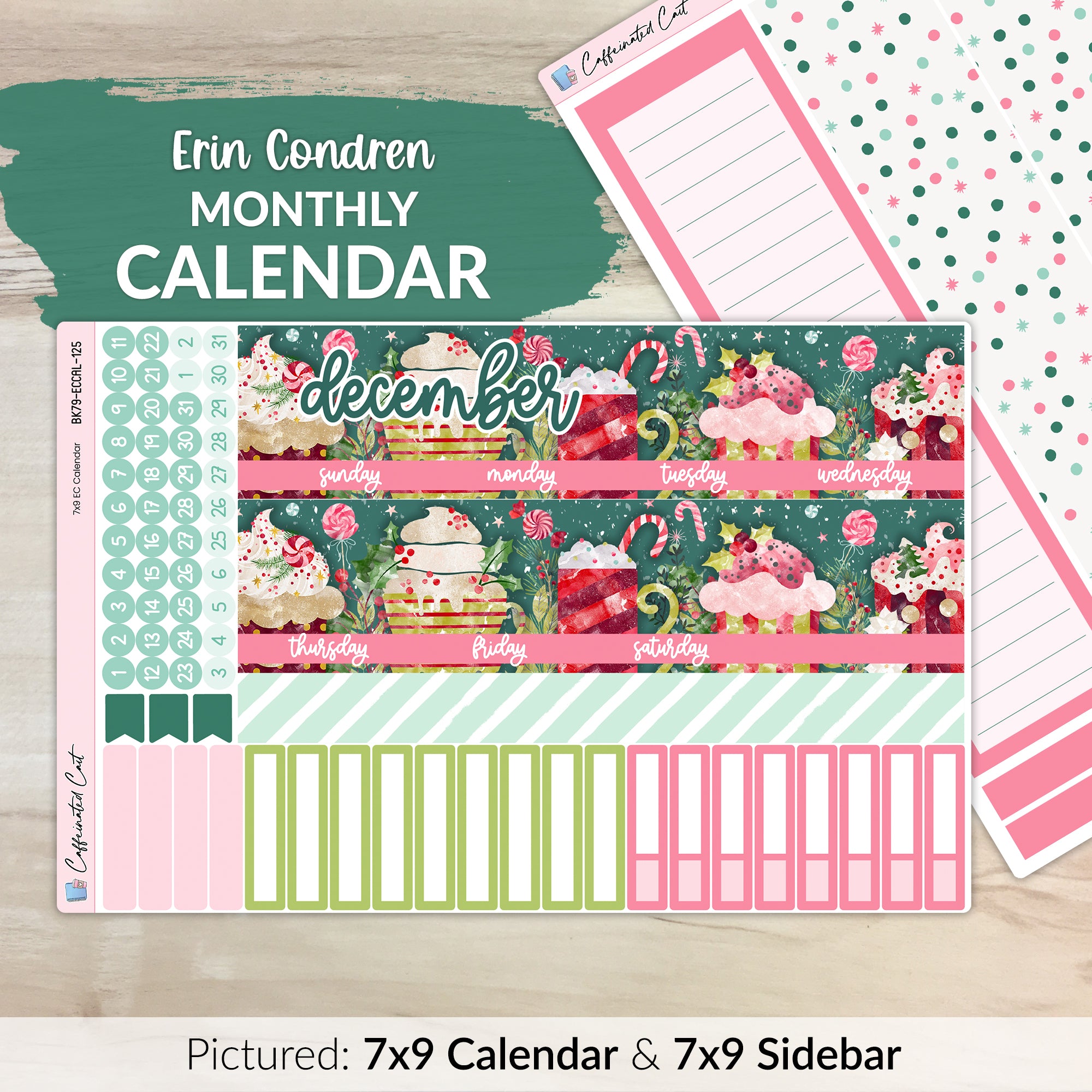 Calendar Kit for ERIN CONDREN Planners - Peppermint Cocoa [ 125 ]