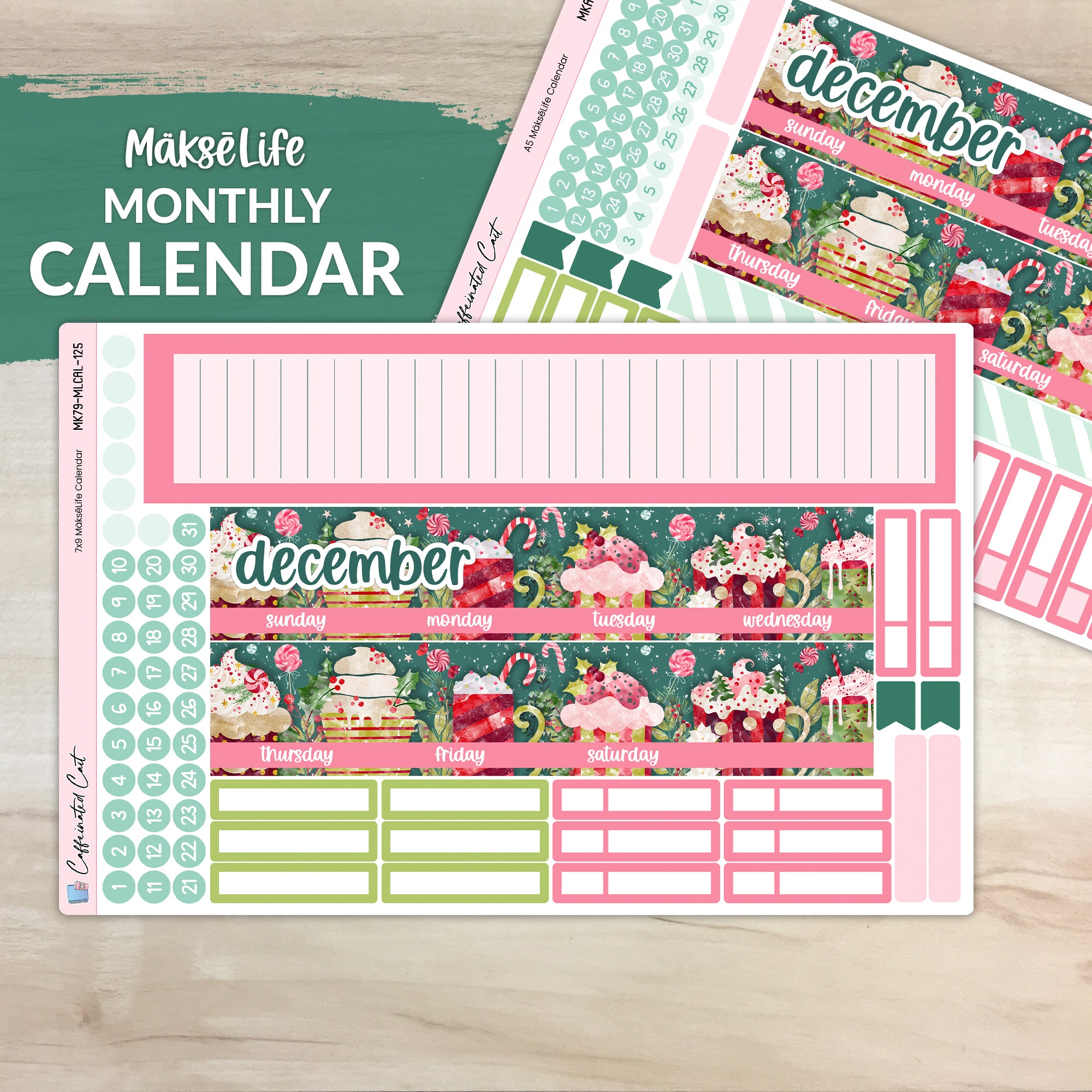 Calendar Kit for MAKSELIFE Planners - Peppermint Cocoa [ 125 ]