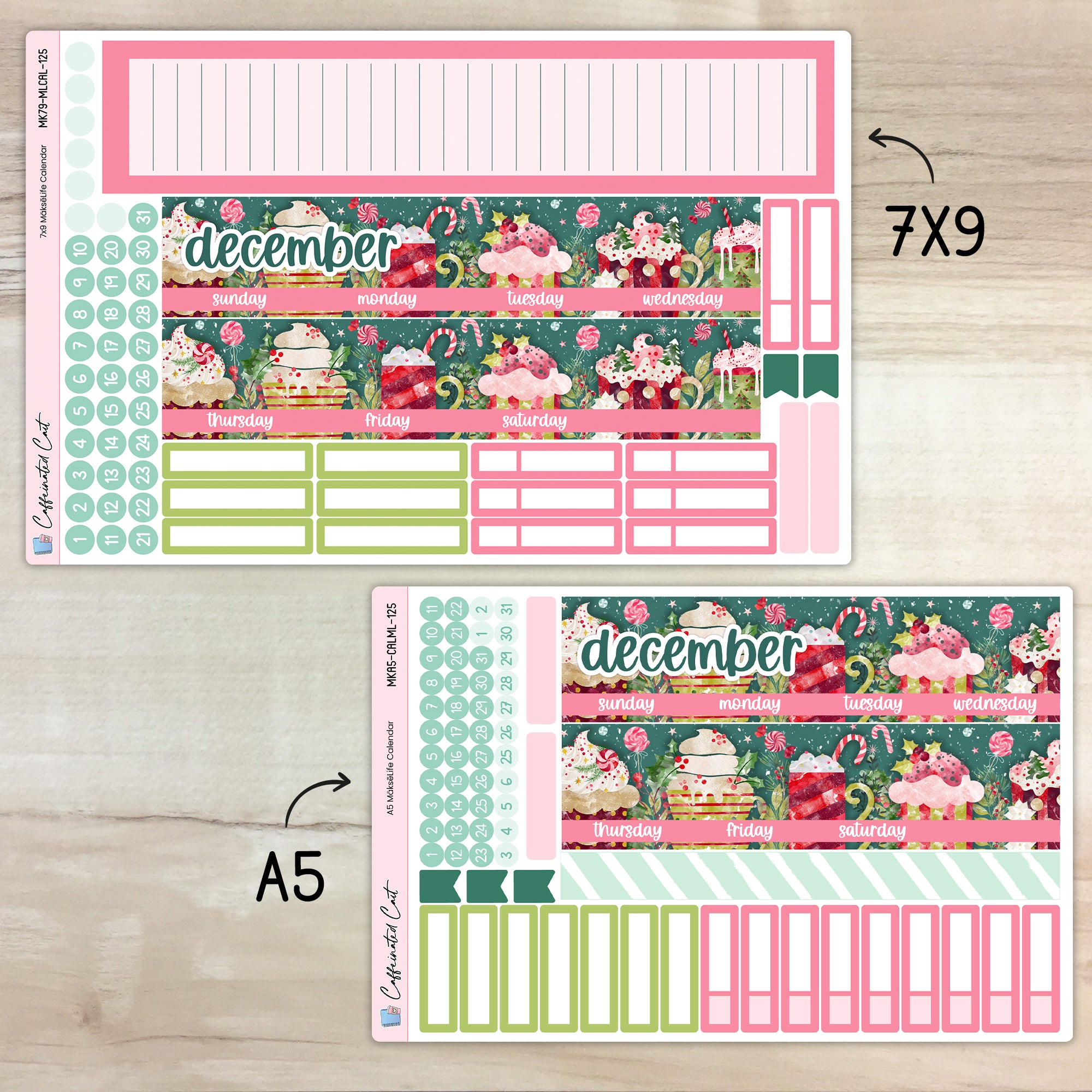 Calendar Kit for MAKSELIFE Planners - Peppermint Cocoa [ 125 ]