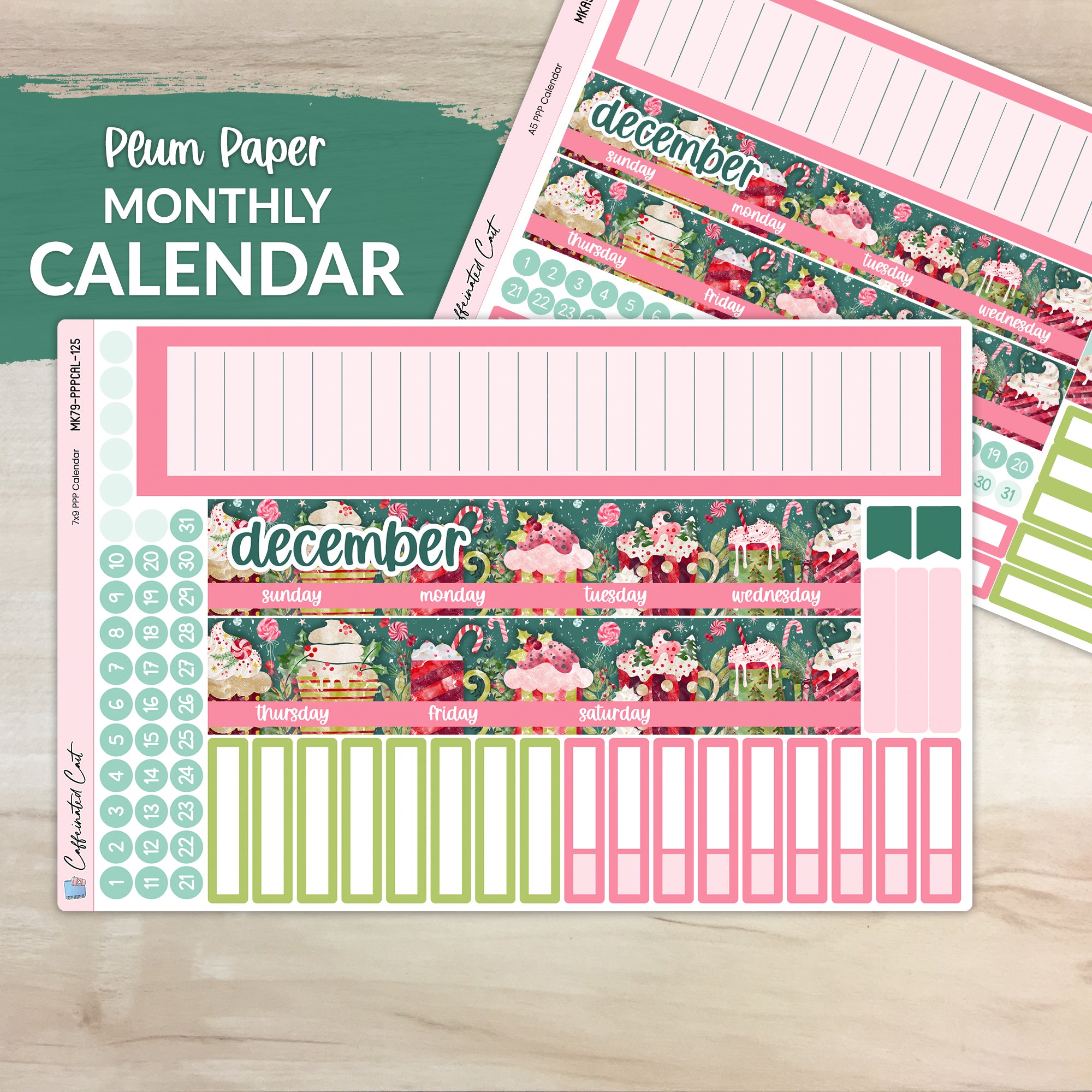 Calendar Kit for PLUM PAPER Planners - Peppermint Cocoa [ 125 ]