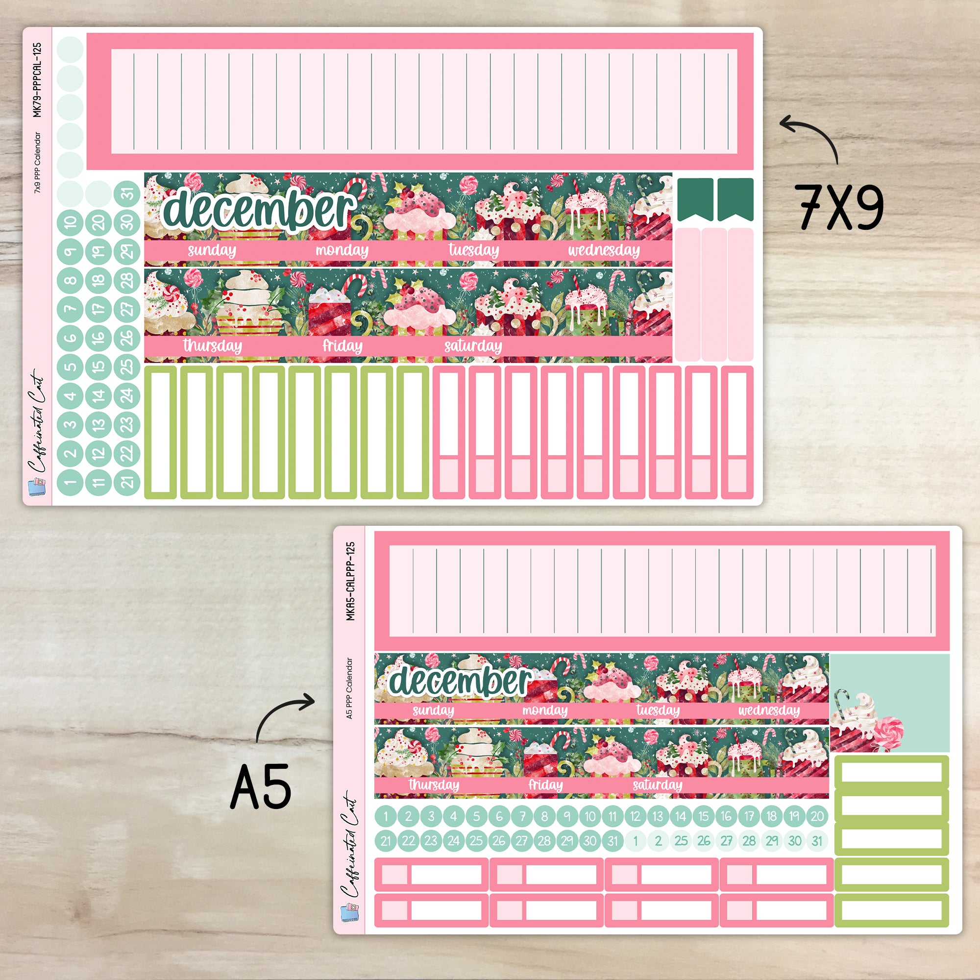 Calendar Kit for PLUM PAPER Planners - Peppermint Cocoa [ 125 ]