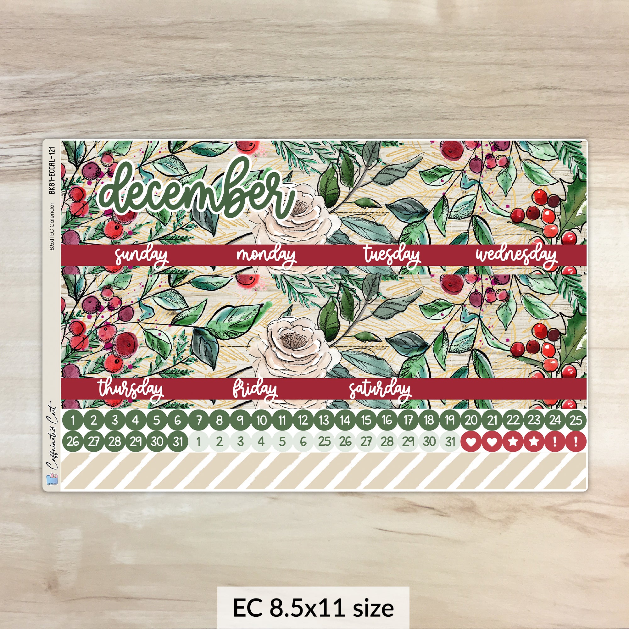 Calendar Kit for ERIN CONDREN Planners - Christmas Berry [ 121 ]