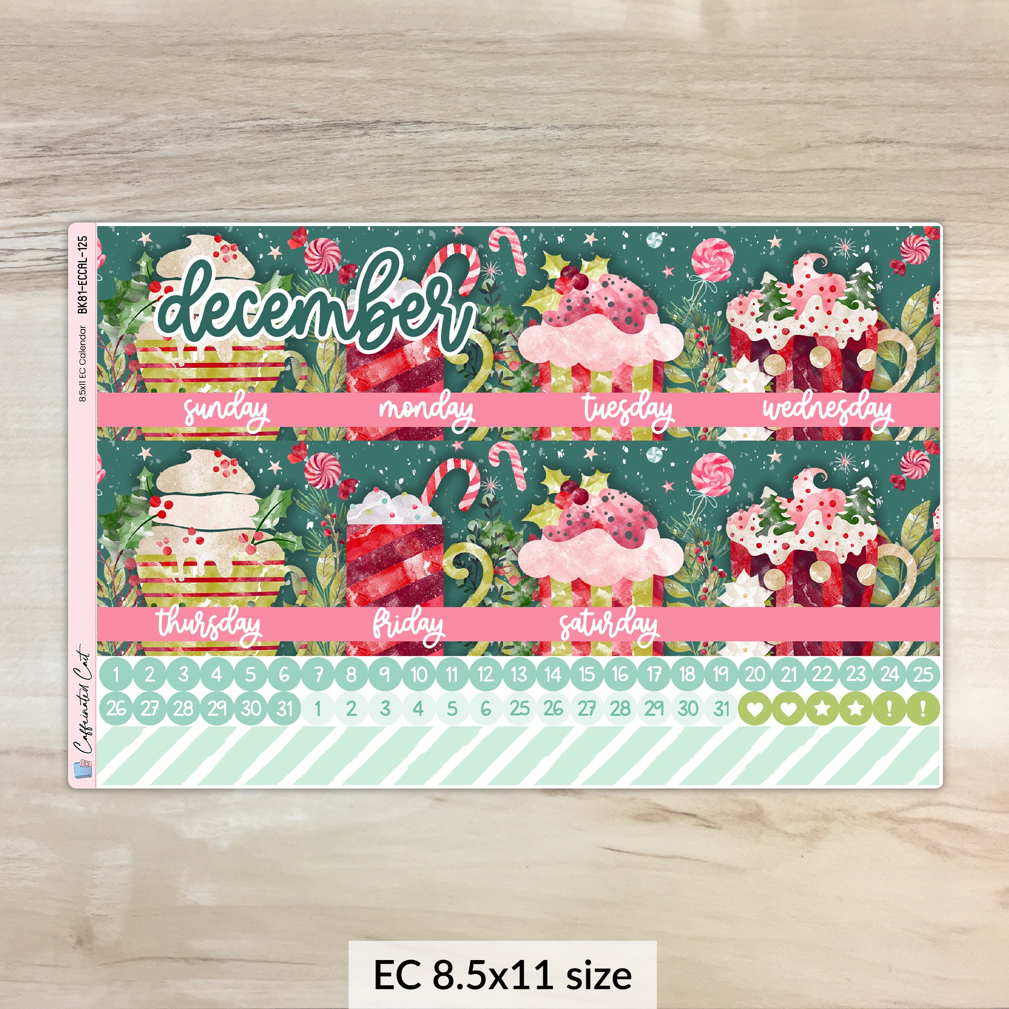 Calendar Kit for ERIN CONDREN Planners - Peppermint Cocoa [ 125 ]