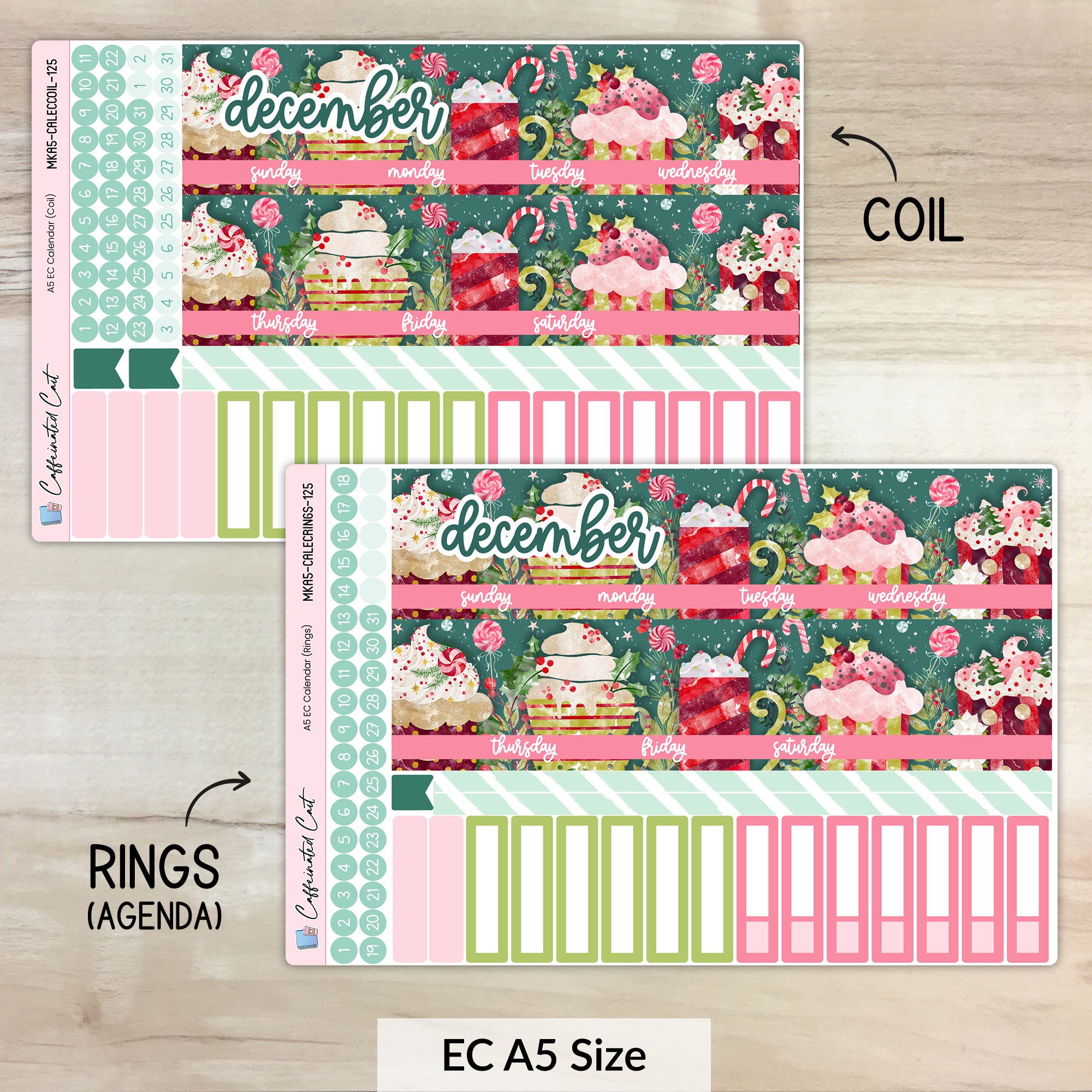 Calendar Kit for ERIN CONDREN Planners - Peppermint Cocoa [ 125 ]