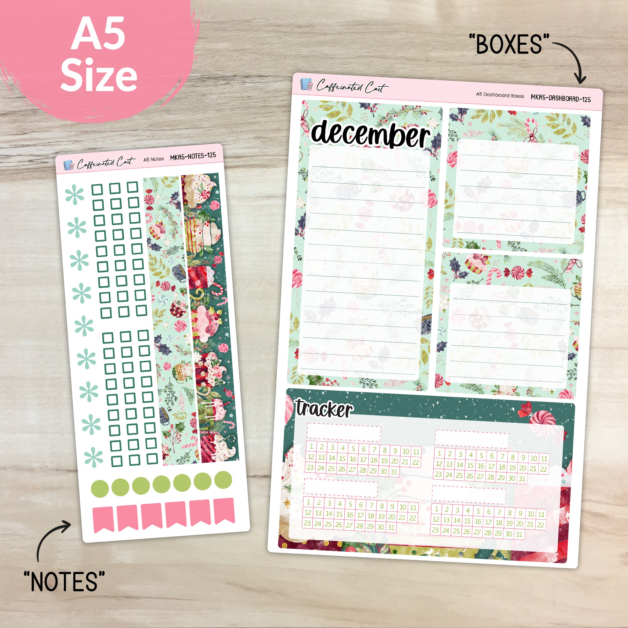 Dashboard & Notes Kit for ERIN CONDREN Planners - Peppermint Cocoa [ 125 ]