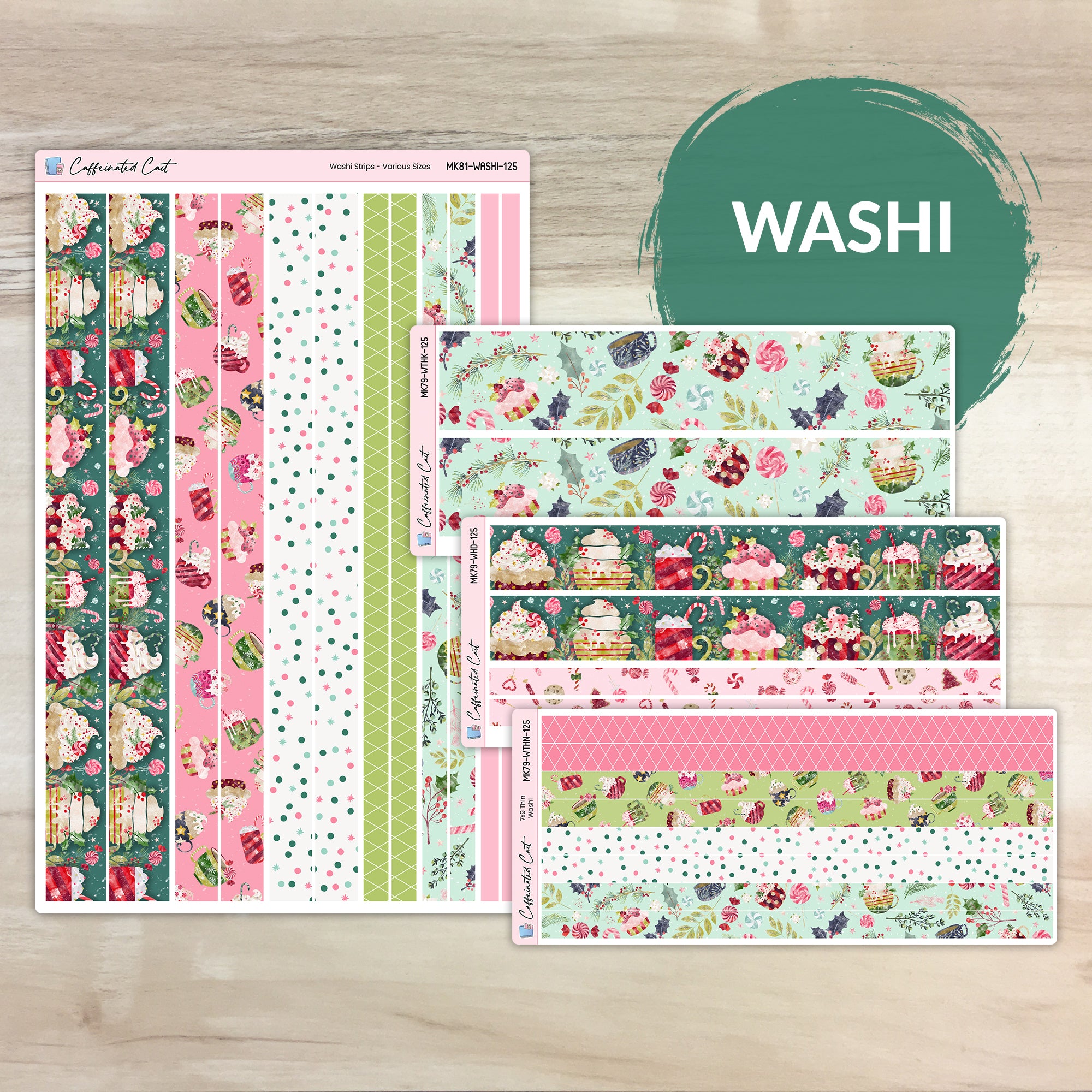 Washi Strips - Peppermint Cocoa [ 125 ]