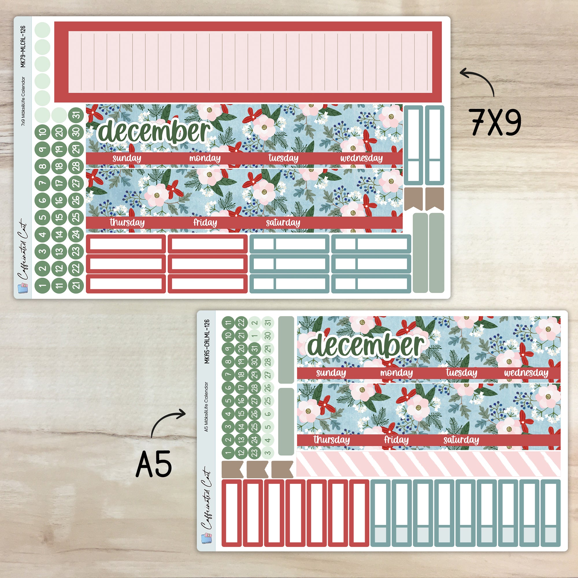 Calendar Kit for MAKSELIFE Planners - Holly Jolly [ 126 ]